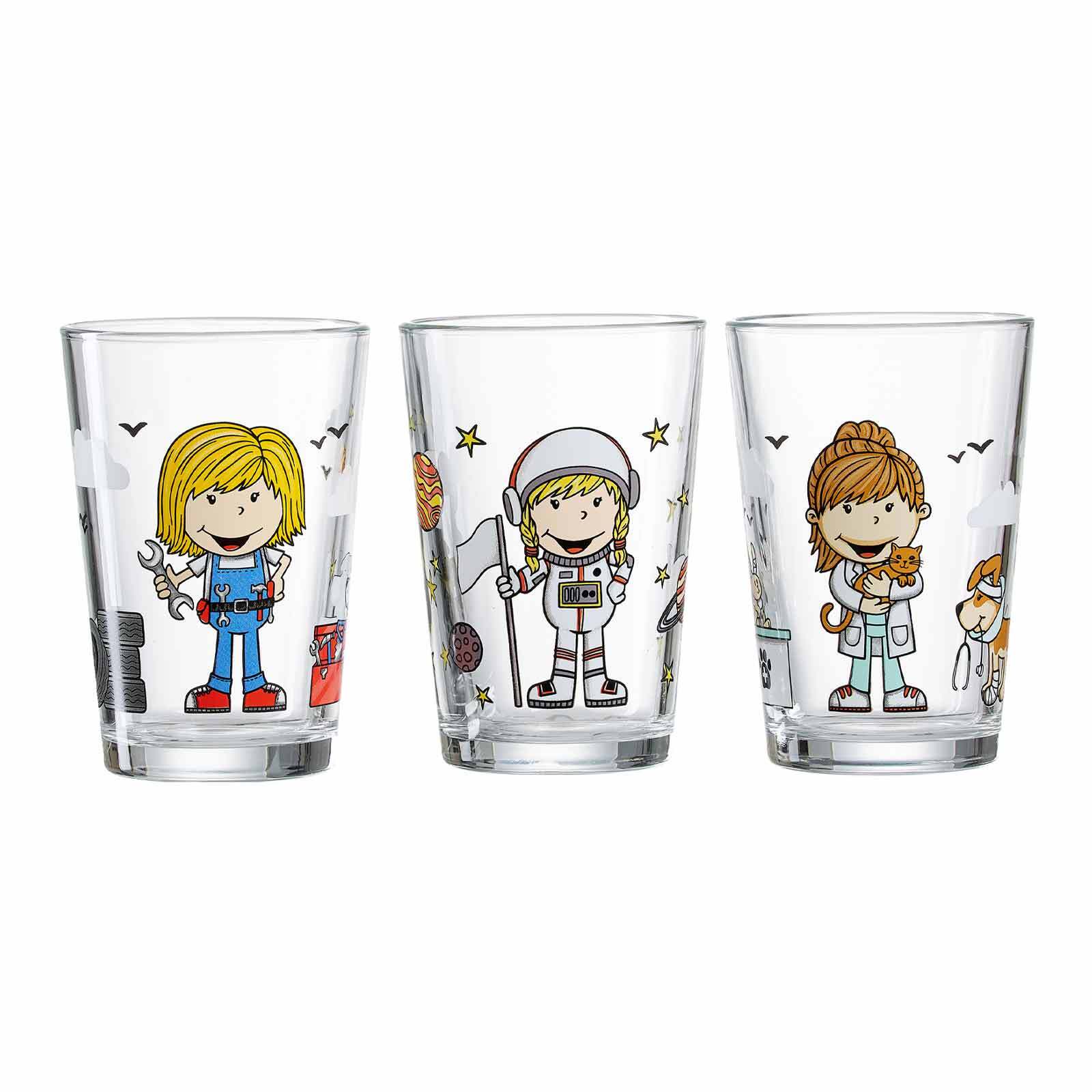 Ritzenhoff & Breker Kindergl&auml;ser Berufe M&auml;dchen 205 ml 3er Set 