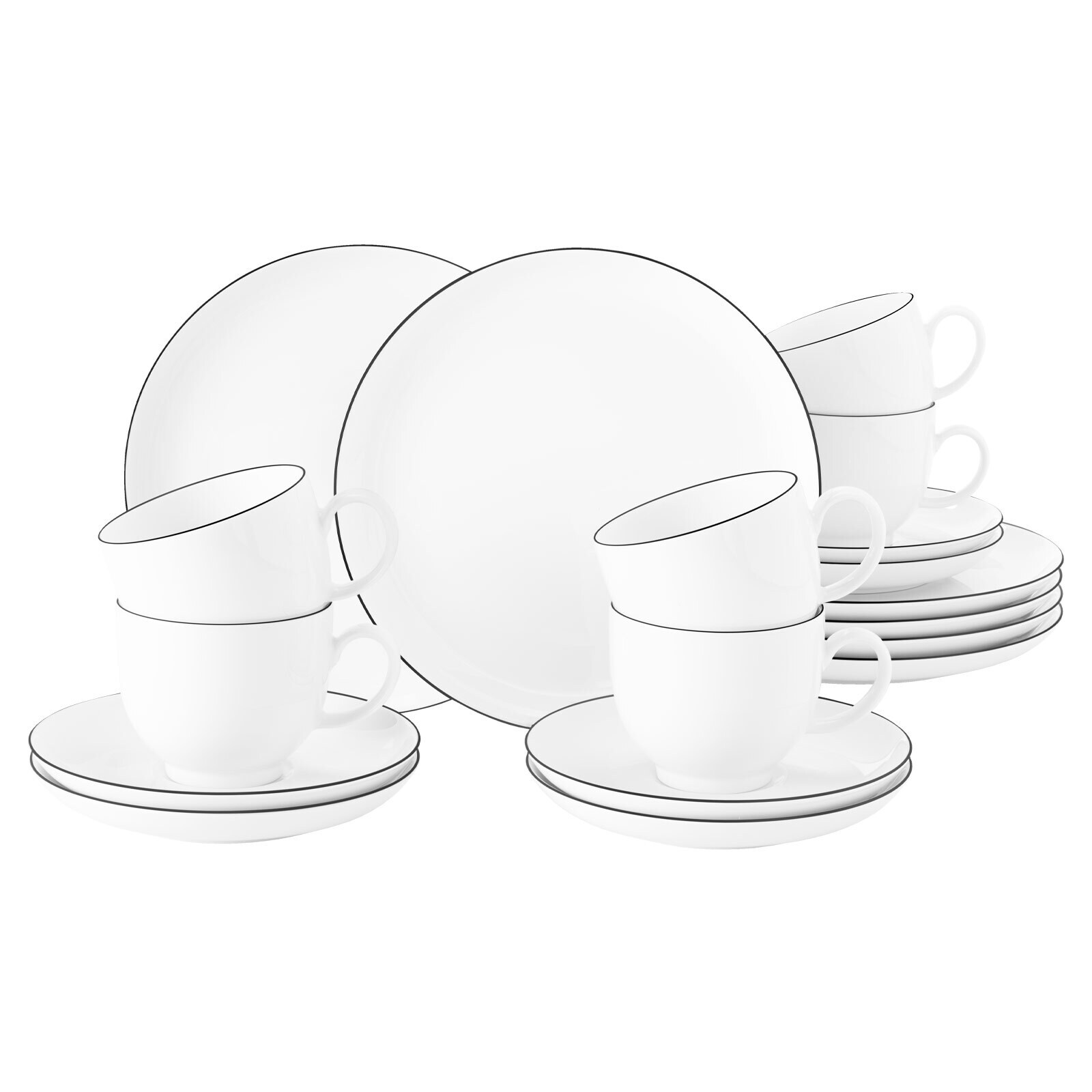 Seltmann Weiden Kaffeeservice rund Lido Black Line 18-tlg.