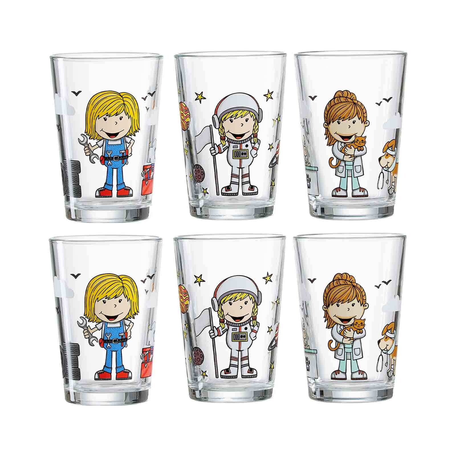 Kindergläser Berufe Mädchen  6er Set