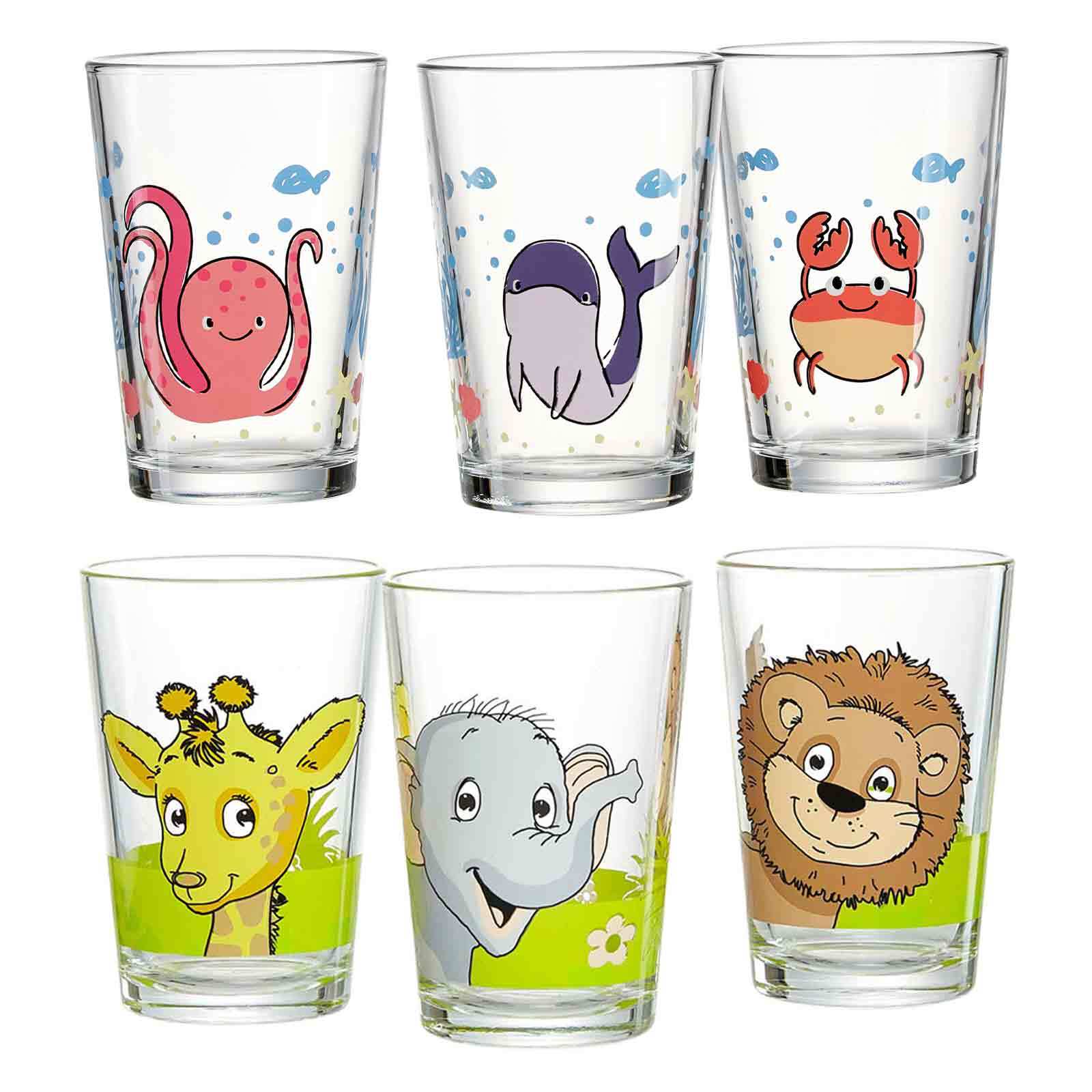 Ritzenhoff & Breker Kindergl&auml;ser Dschungel- und Meerestiere 205 ml 6er Set 