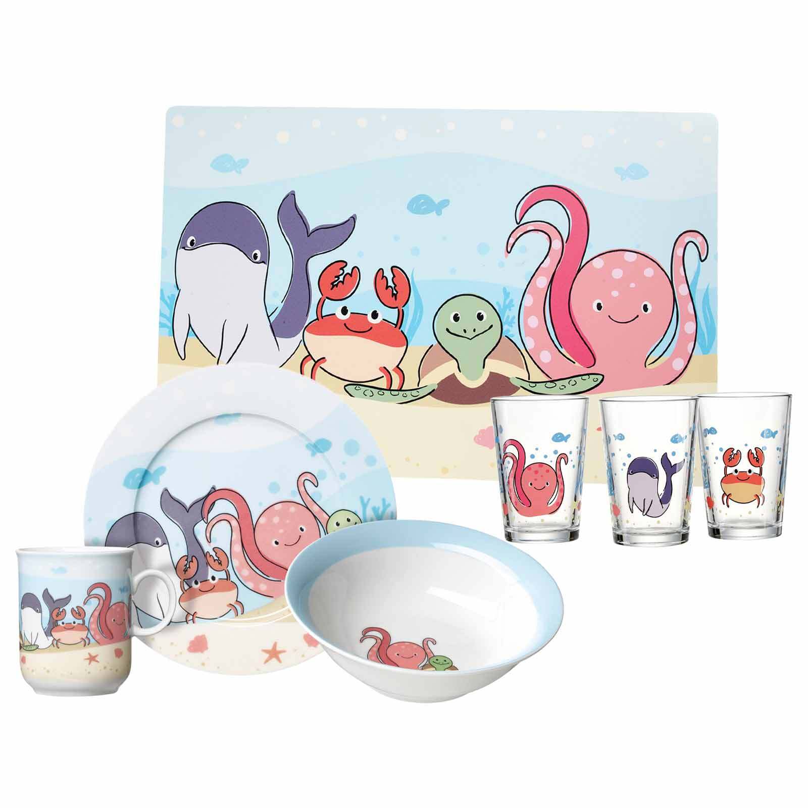 Ritzenhoff & Breker Geschirr-Set mit Kinderbecher Unterwasserwelt 7er Set 