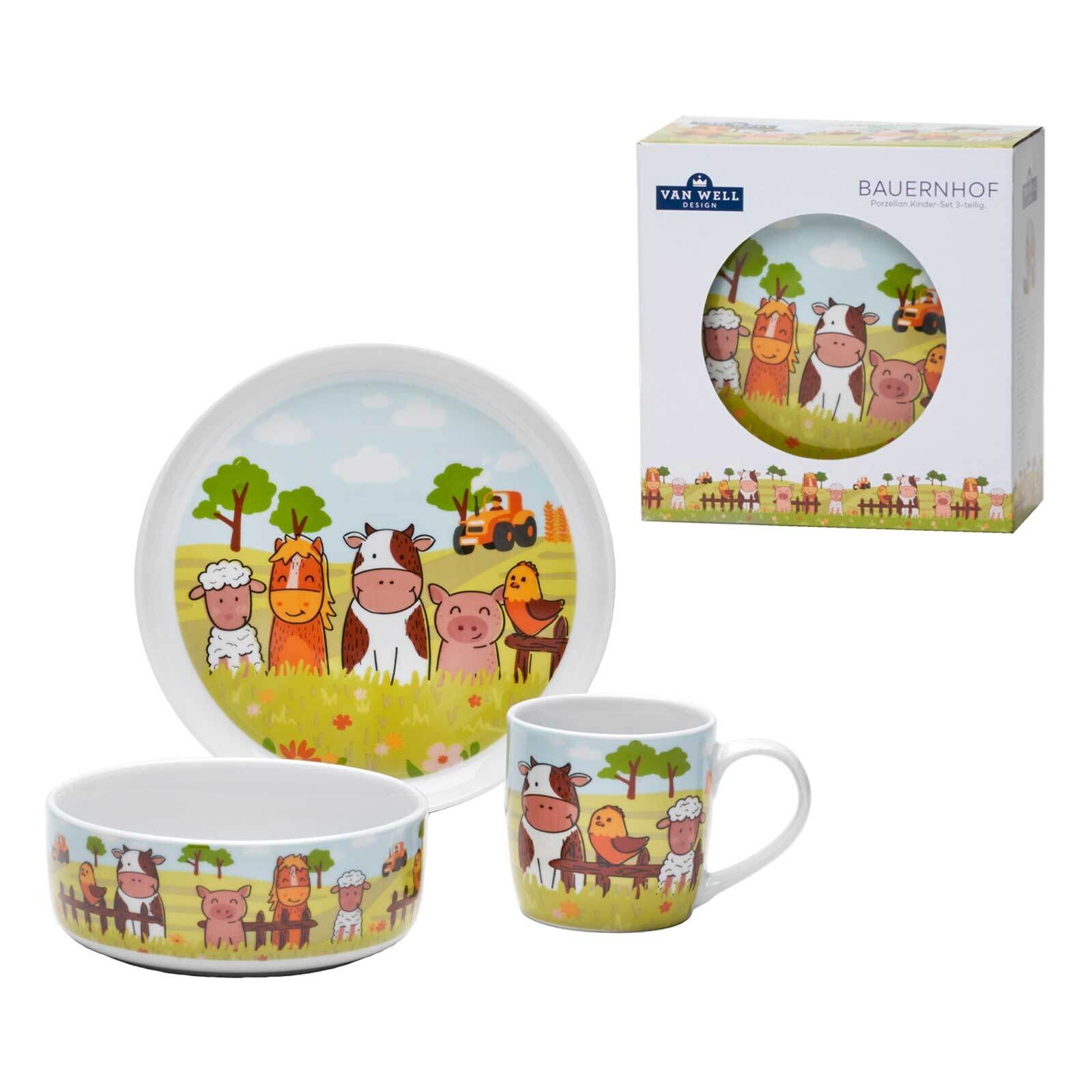 Kindergeschirr Set Bauernhof 3er Set