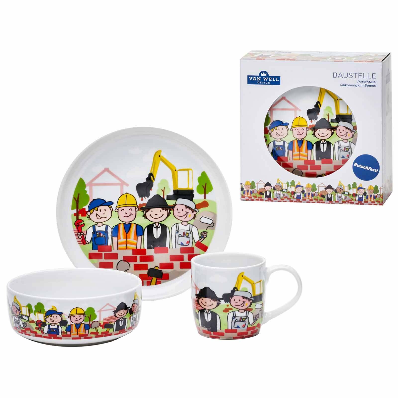 Kindergeschirr Set Baustelle 3er Set
