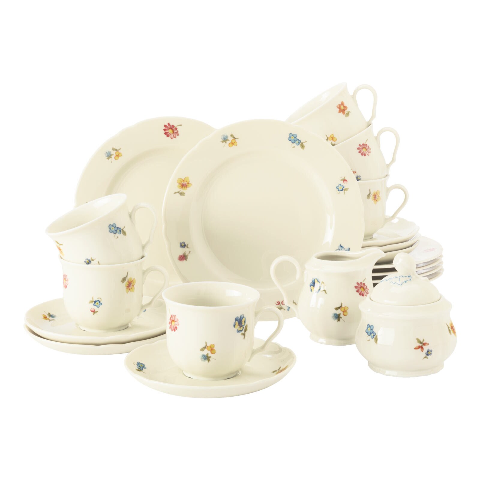 Seltmann Weiden Kaffeeservice Marieluise Elfenbein Bl&uuml;tenmeer 20er Set 