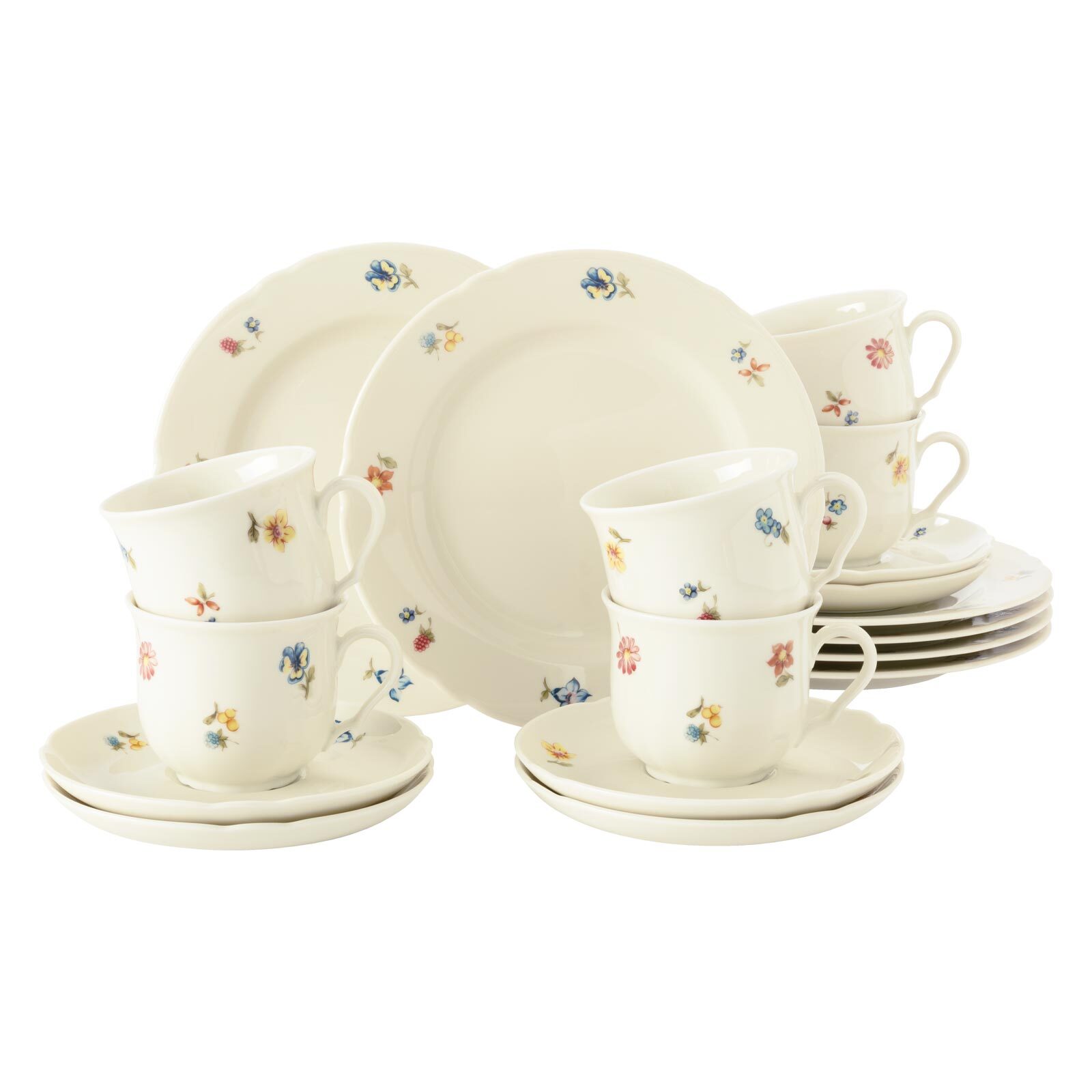 Seltmann Weiden Kaffeeservice Marieluise Elfenbein Bl&uuml;tenmeer 18er Set 