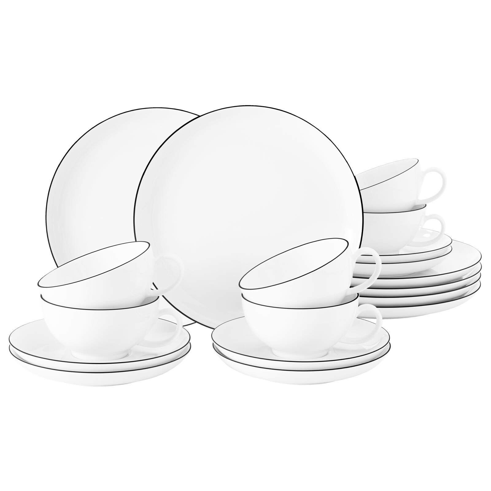 Seltmann Weiden Teeservice Lido Black Line 18er Set 