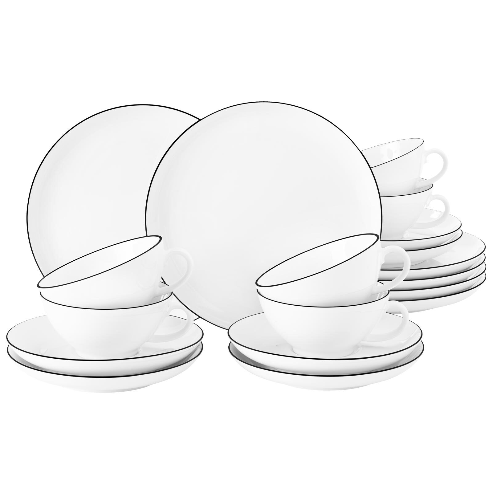 Seltmann Weiden Teeservice Lido Black Line 18er Set 