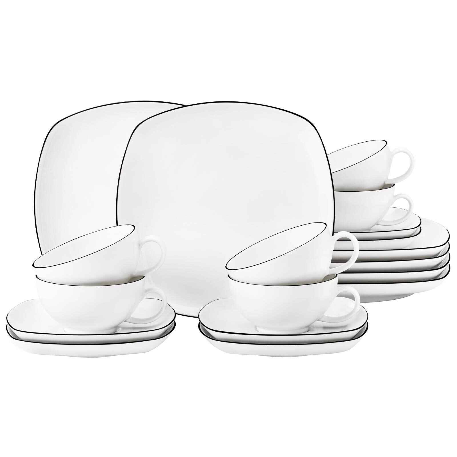 Seltmann Weiden Teeservice Lido Black Line 18er Set 