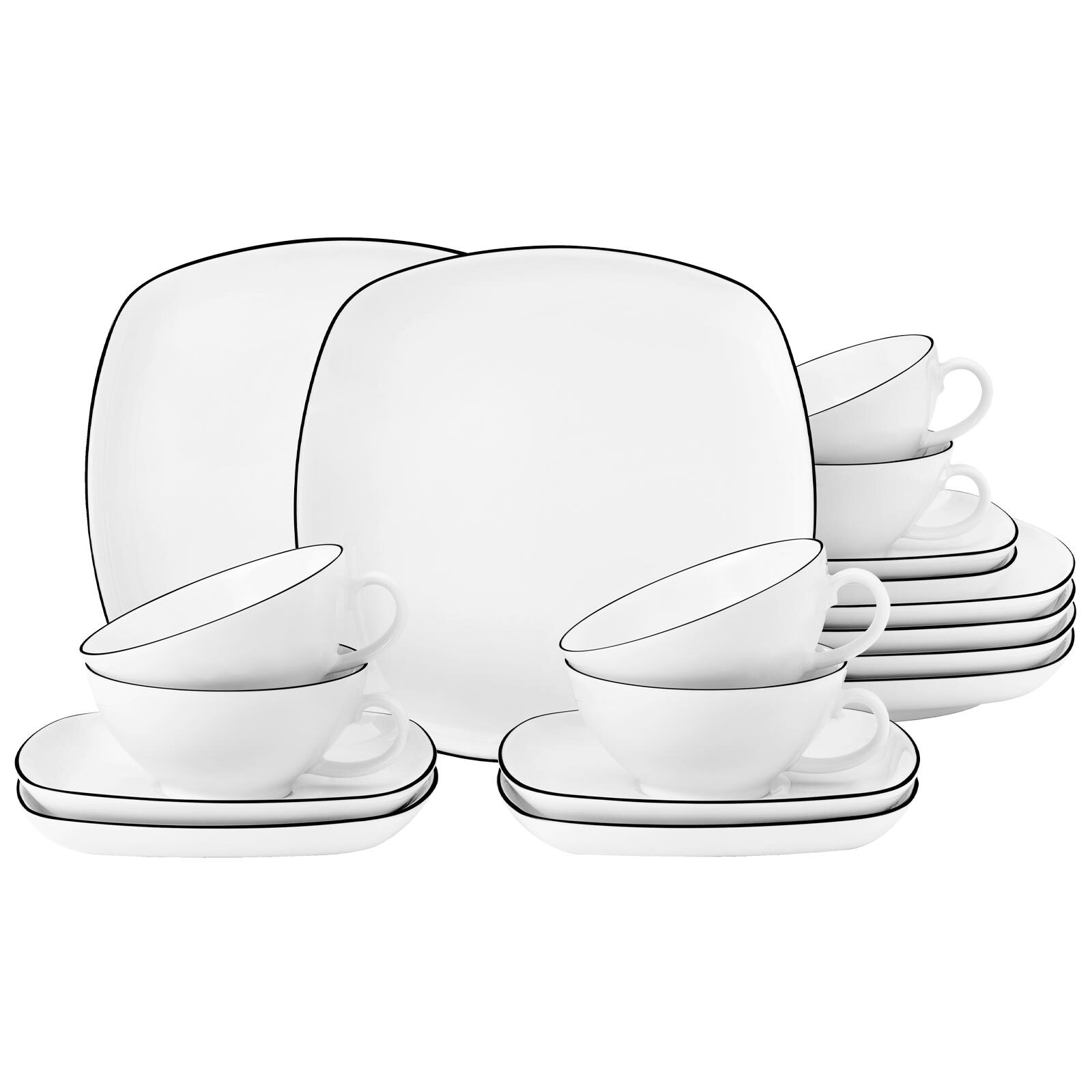 Seltmann Weiden Teeservice Lido Black Line 18er Set 