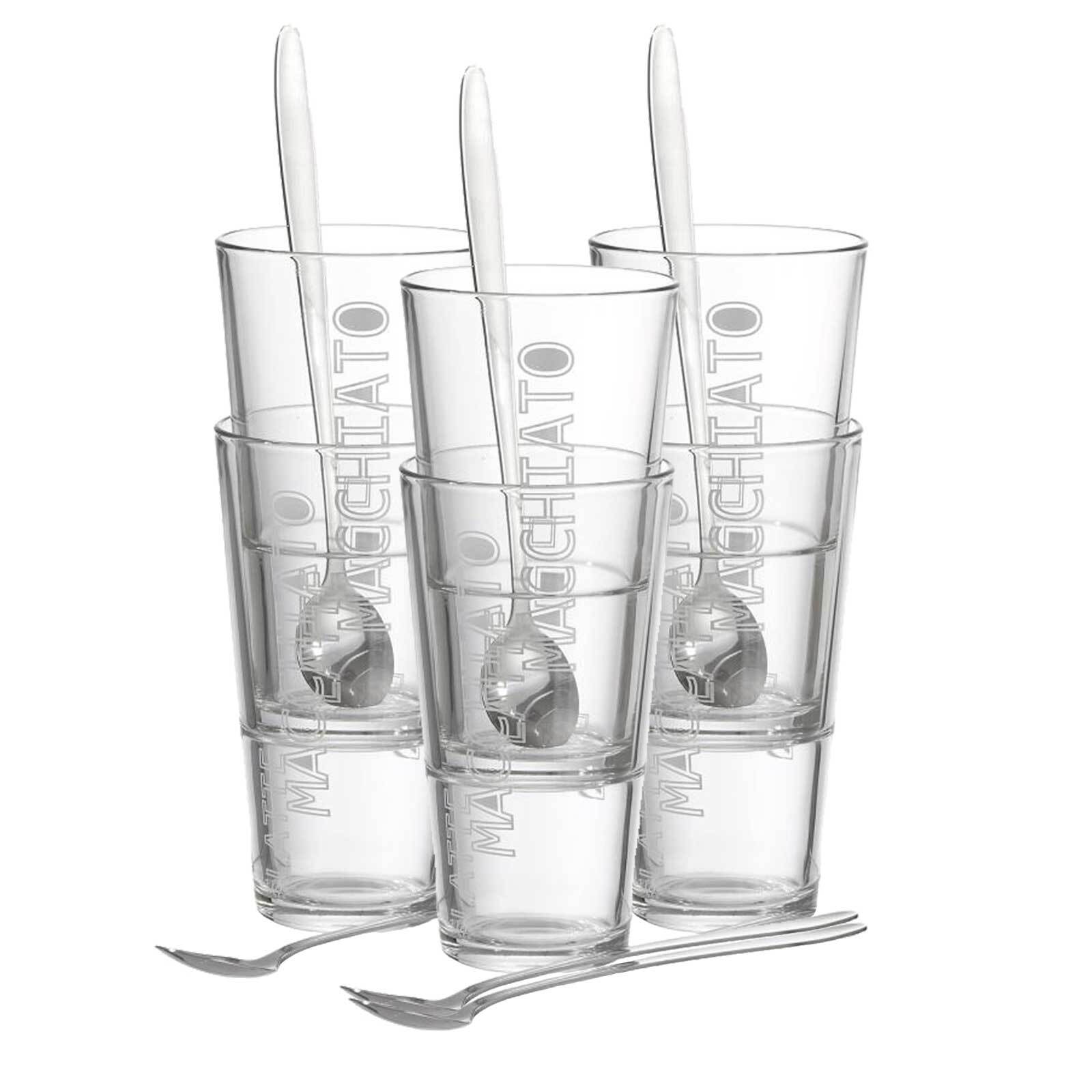 Ritzenhoff & Breker Latte Macchiato Gl&auml;ser + L&ouml;ffel Lena 350 ml 6er Set 
