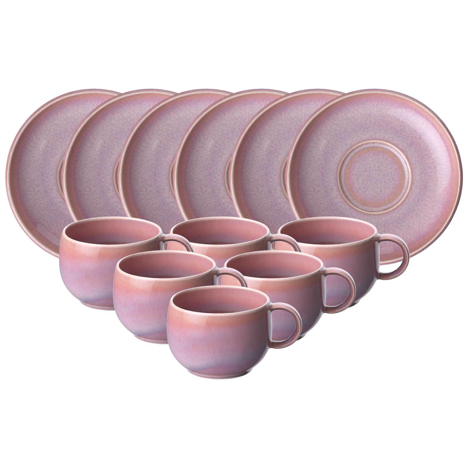 like. by Villeroy & Boch Espressotassen mit Untertassen Perlemor Coral 60 ml 6er Set 