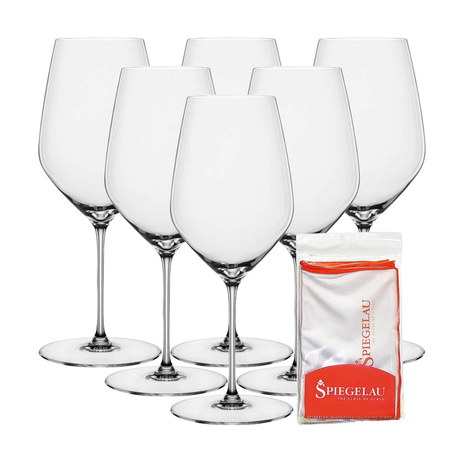Spiegelau Bordeauxgl&auml;ser + Poliertuch Hi-Lite 650 ml 6er Set 