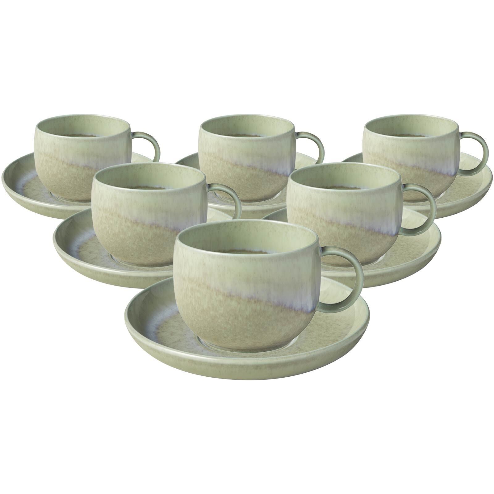 like. by Villeroy & Boch Espressotassen mit Untertassen Perlemor Alga 60 ml 6er Set 