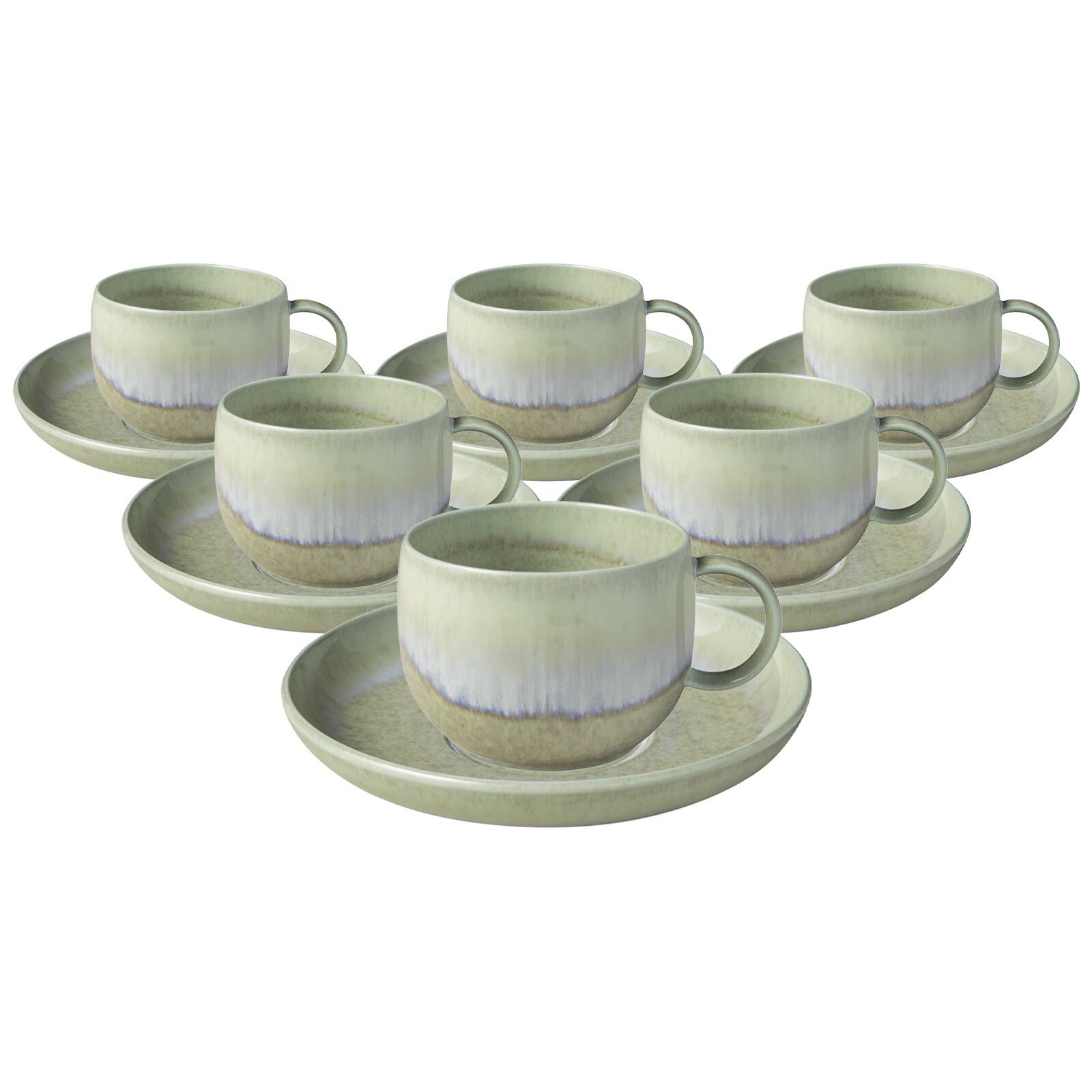 like. by Villeroy & Boch Kaffeetassen mit Untertassen Perlemor Alga 190 ml 6er Set 