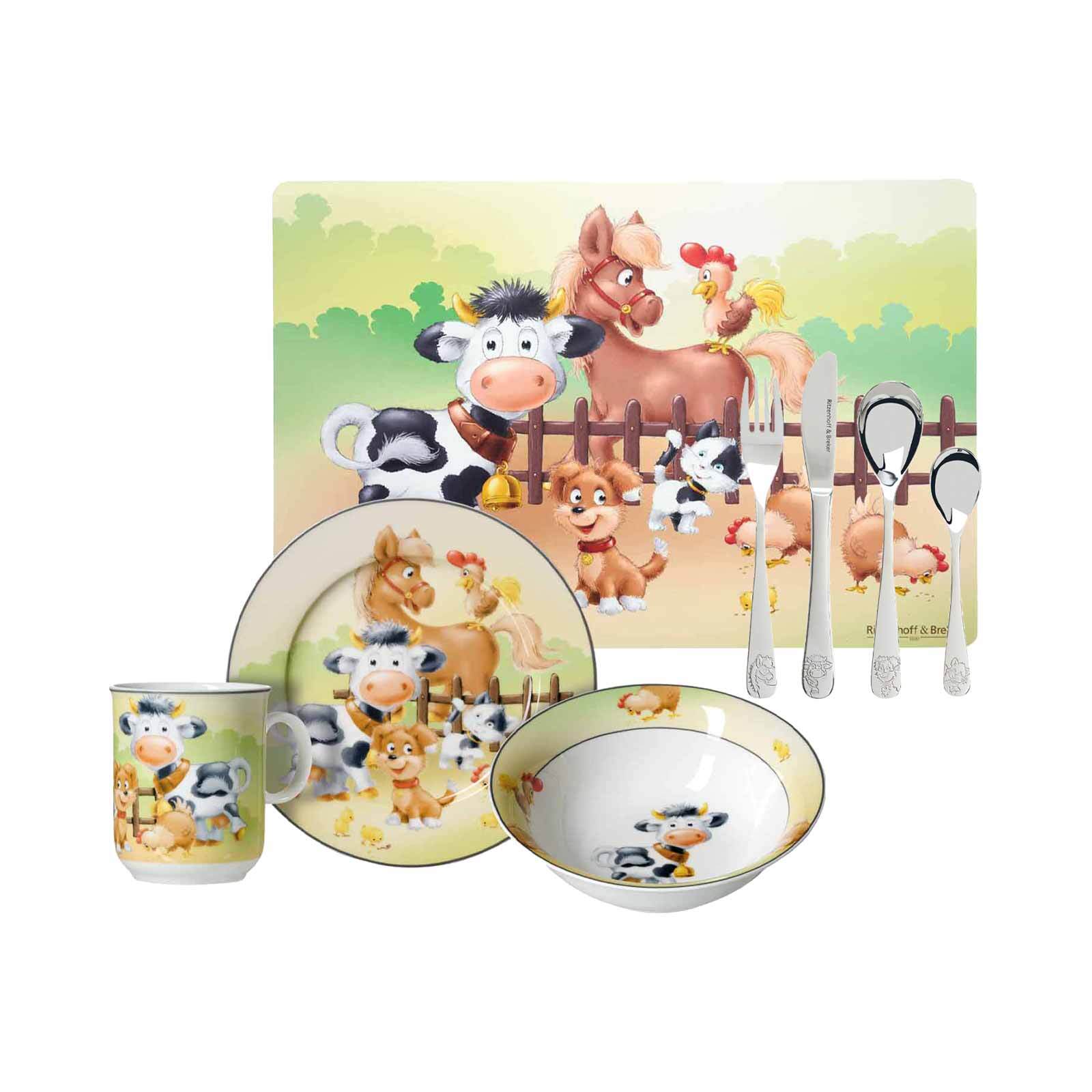 Ritzenhoff & Breker Kindergeschirr mit Platzset & Besteck Hoftiere 