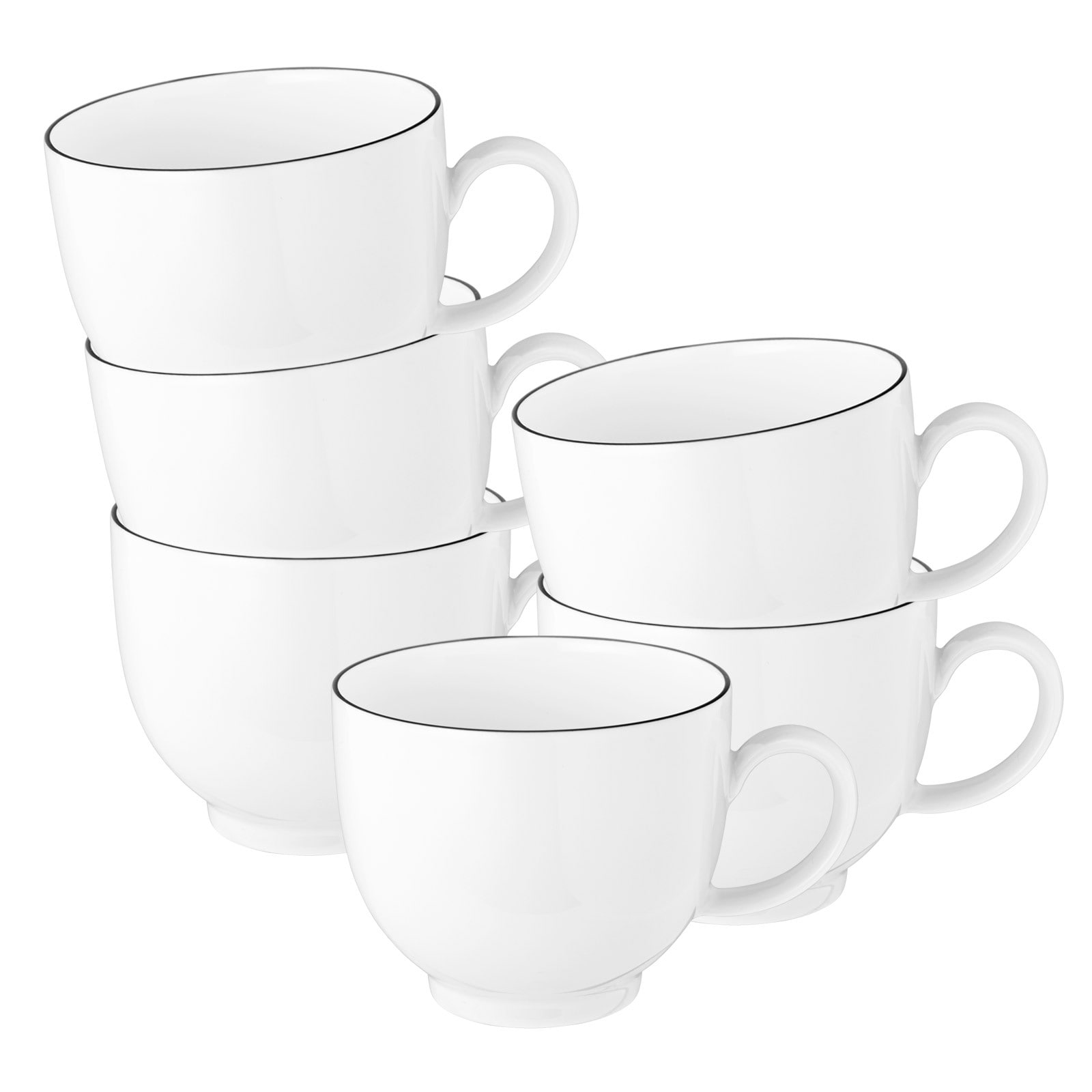 Seltmann Weiden Kaffeetassen Lido Black Line 220 ml 6er Set 