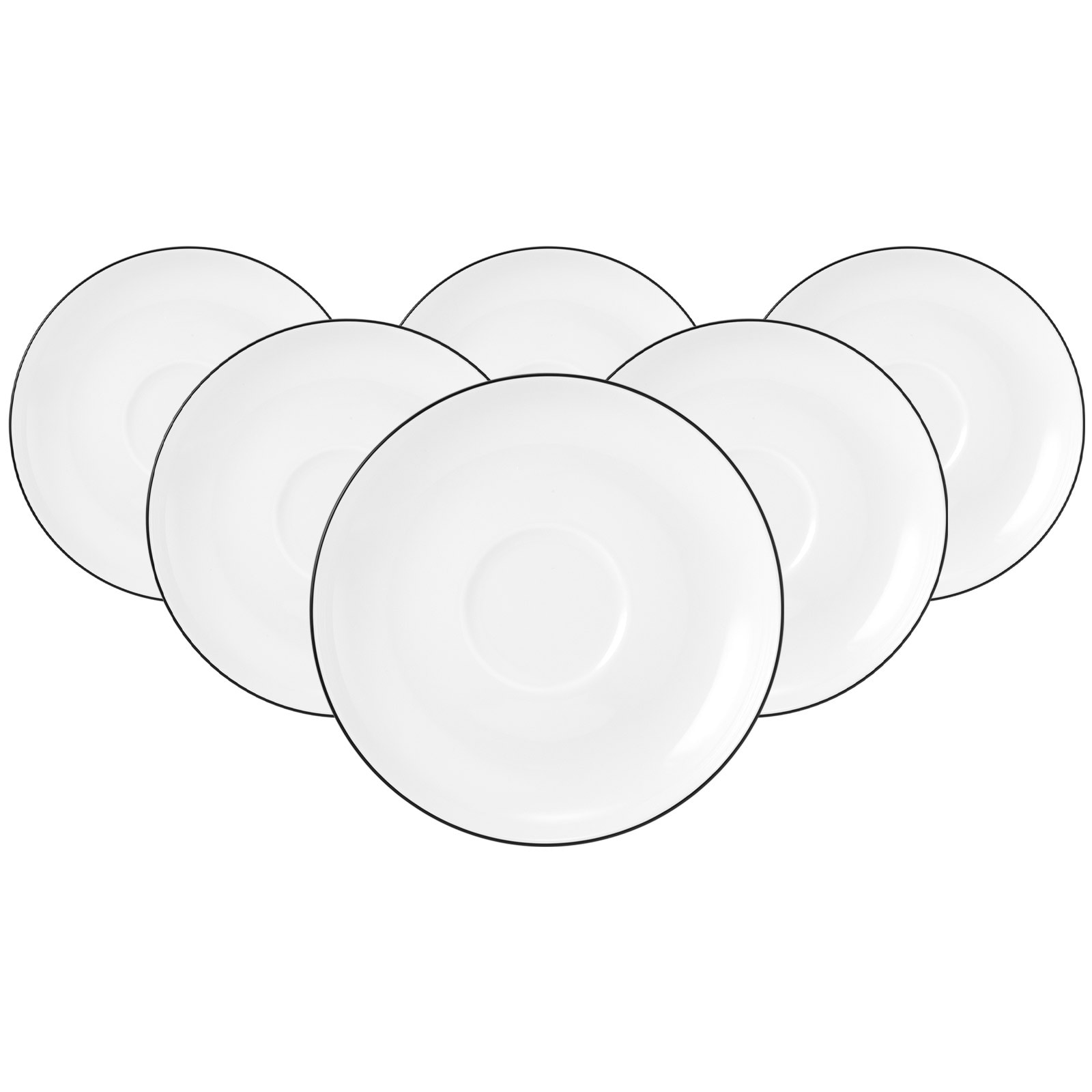 Seltmann Weiden Untertassen Lido Black Line &oslash; 14,5 cm 6er Set 