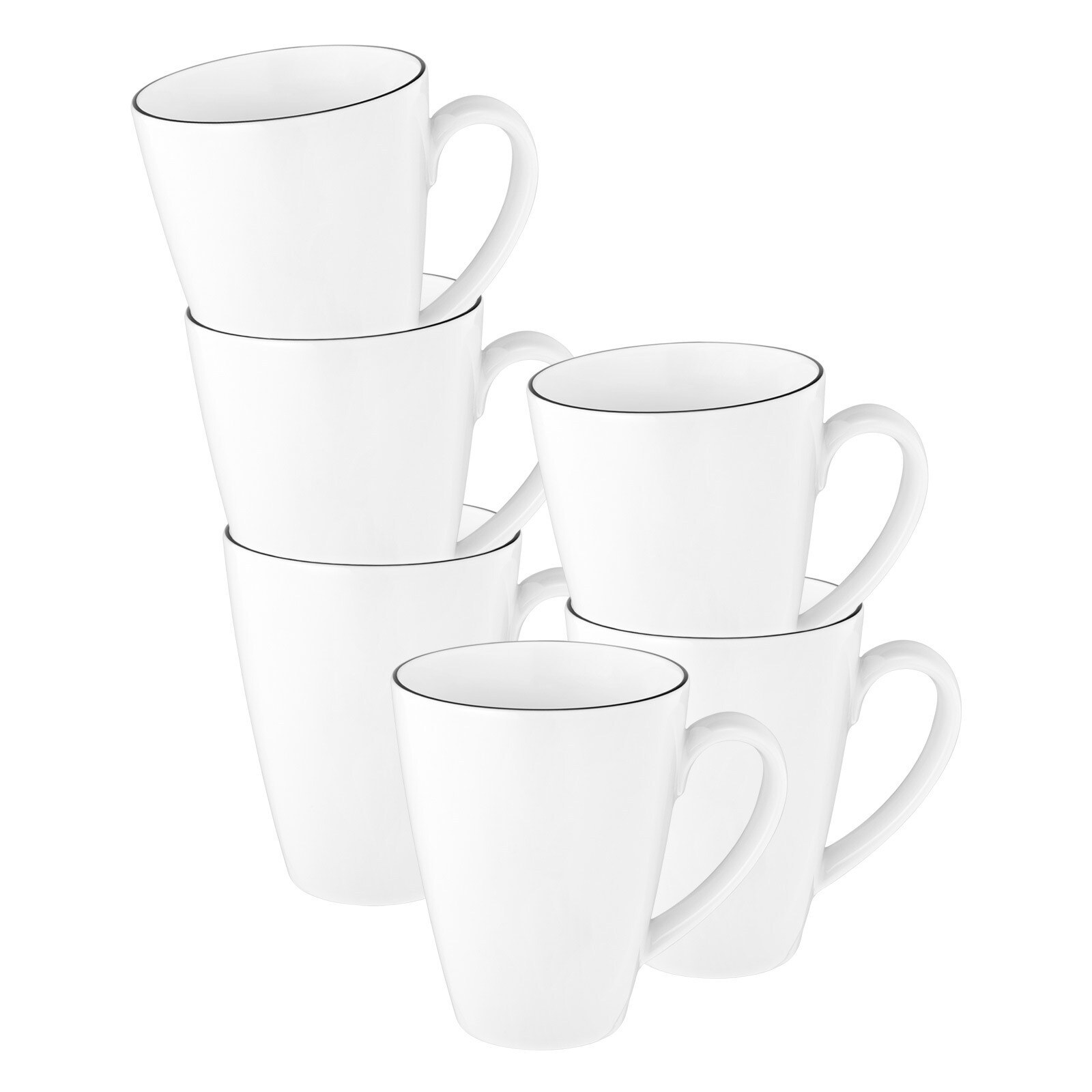 Seltmann Weiden Kaffeebecher Tambel Lido Black Line 350 ml 6er Set 