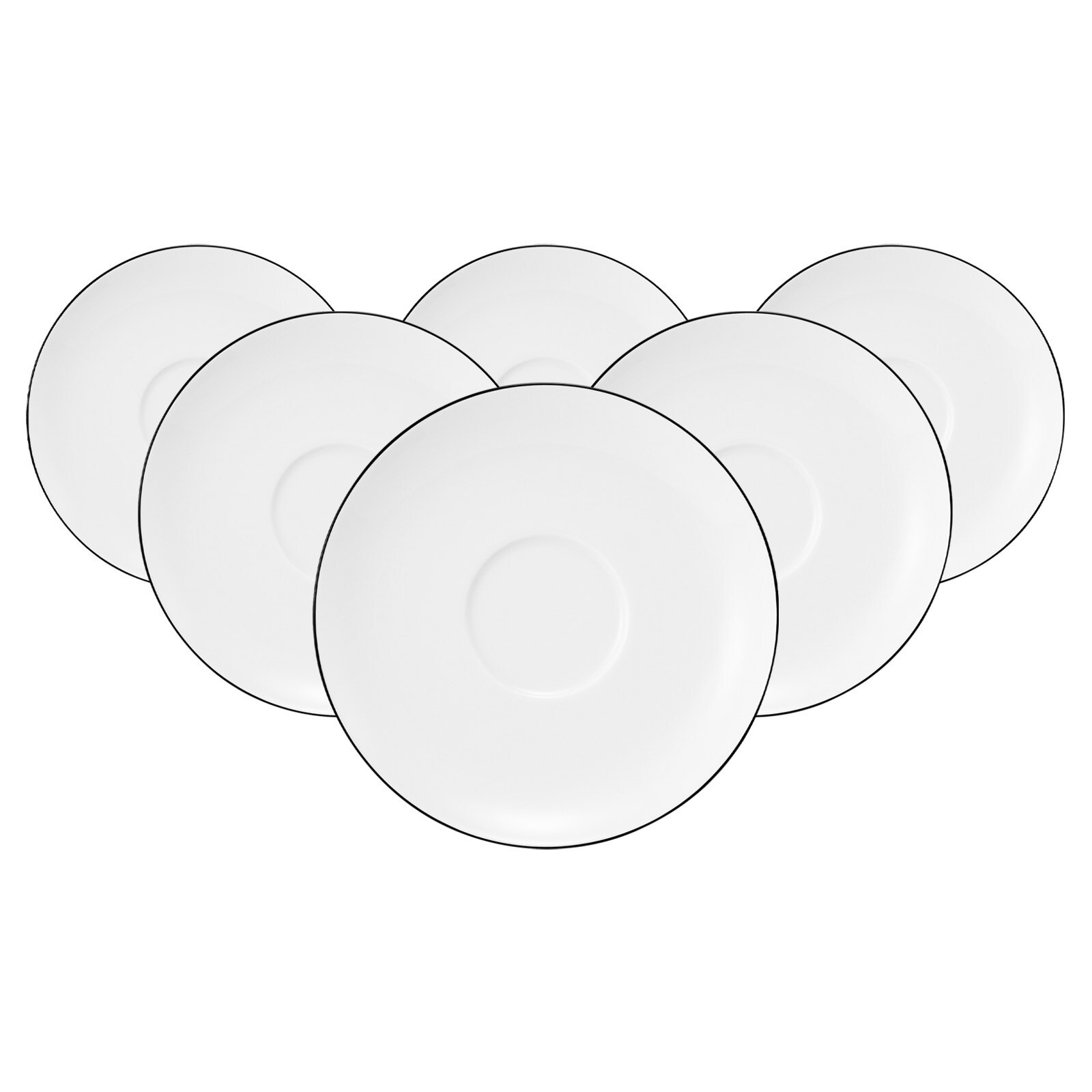 Seltmann Weiden Milchkaffeeuntertassen Lido Black Line &oslash; 16 cm 6er Set 