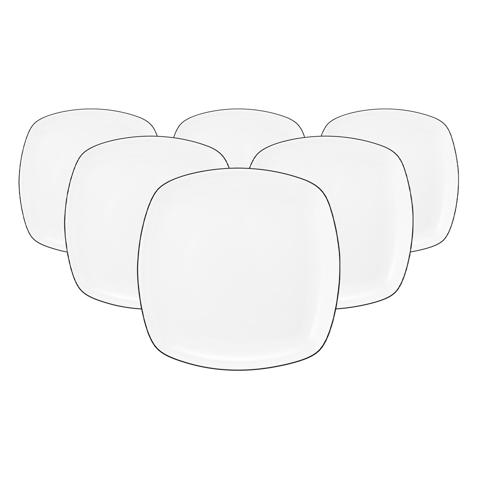 Seltmann Weiden Brotteller eckig Lido Black Line &oslash; 17,5 cm 6er Set 