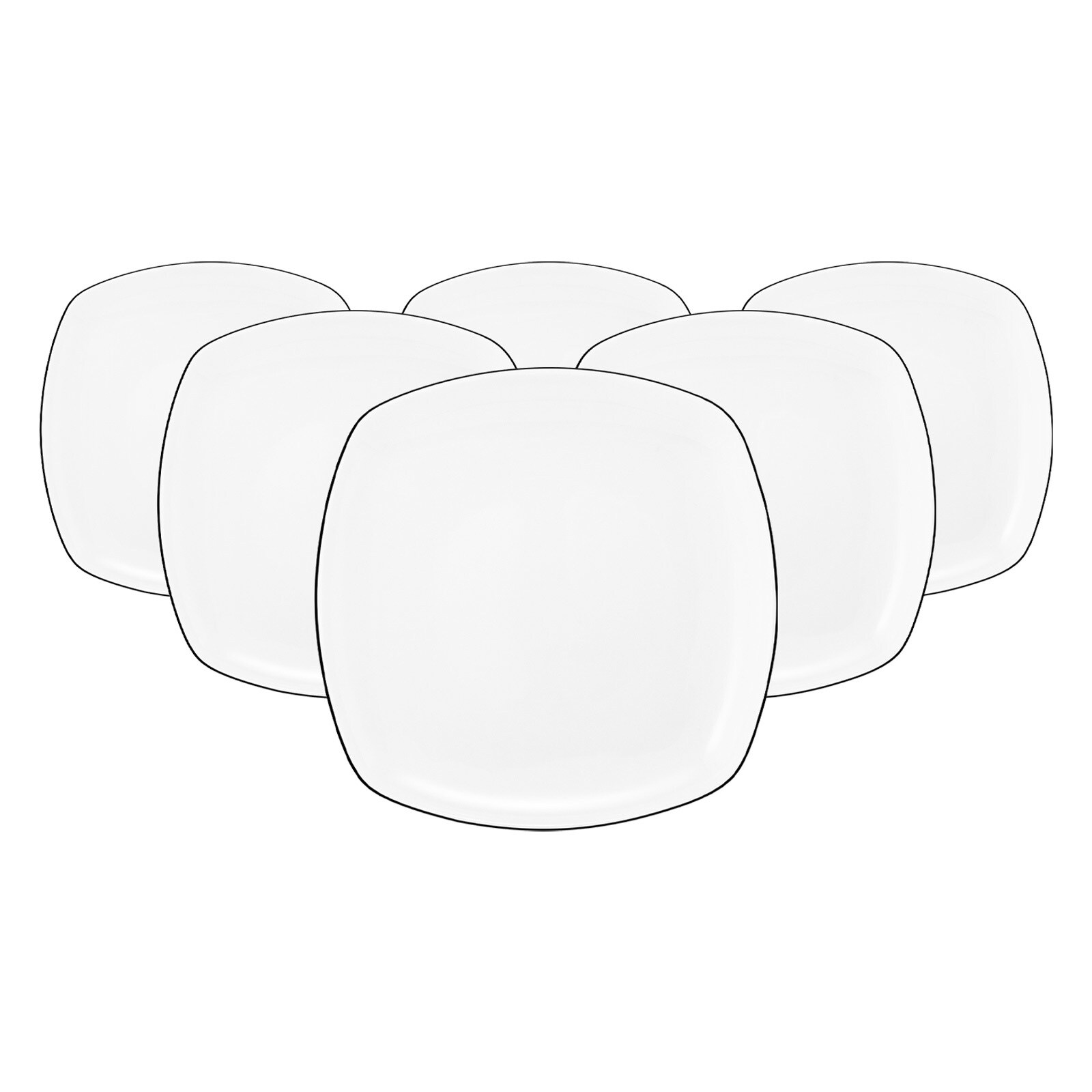 Seltmann Weiden Fr&uuml;hst&uuml;cksteller eckig Lido Black Line &oslash; 20 cm 6er Set 