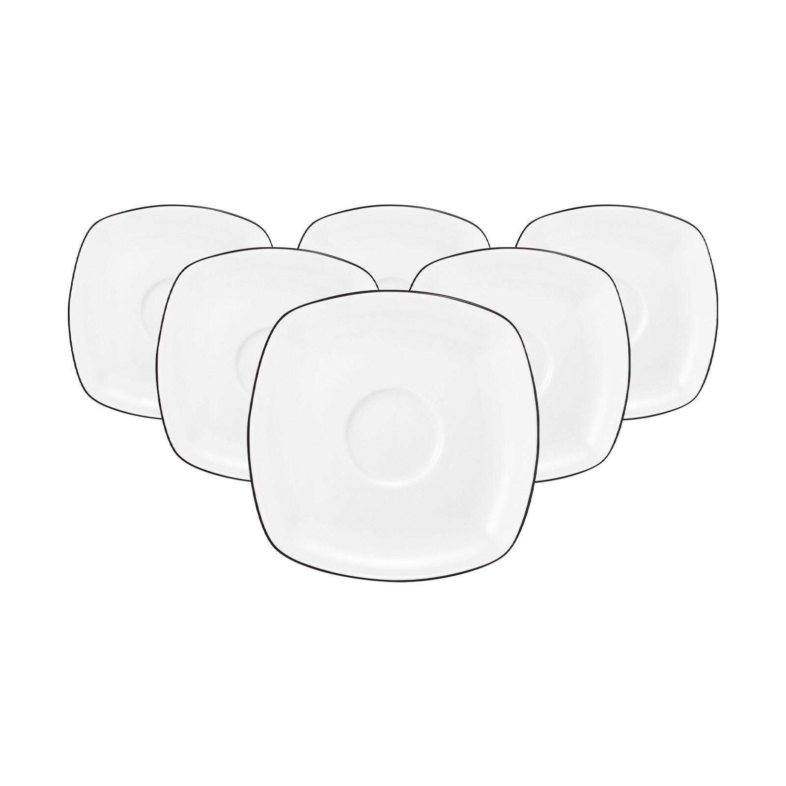 Seltmann Weiden Untertassen eckig Lido Black Line 14,5 x 14,5 cm 6er Set 