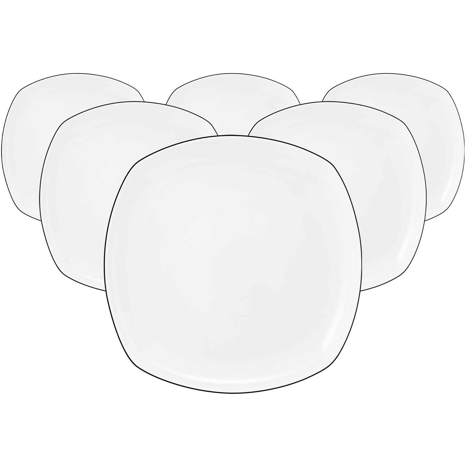 Seltmann Weiden Speiseteller eckig Lido Black Line &oslash; 26 cm 6er Set 