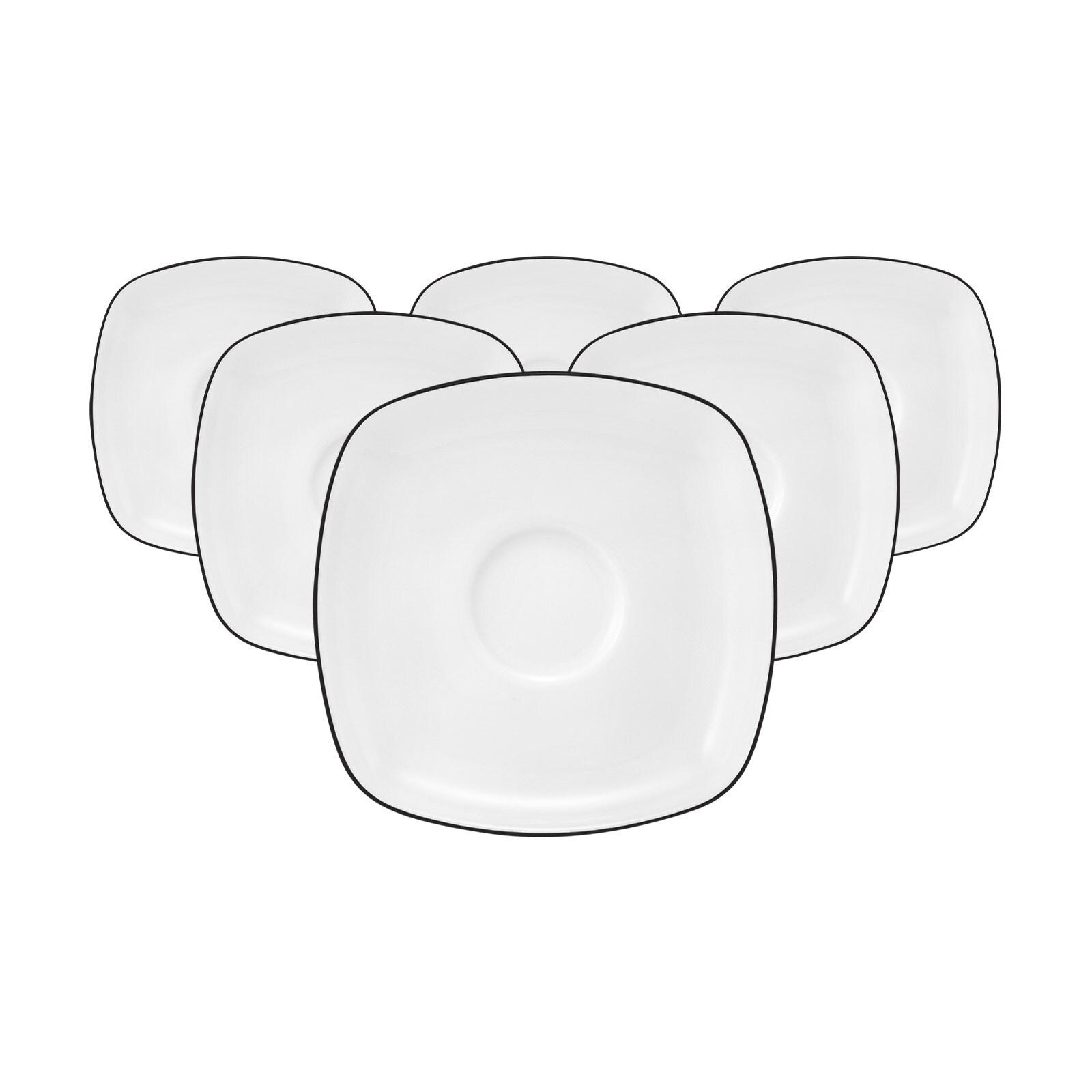 Seltmann Weiden Teeuntertassen eckig Lido Black Line 13 x 13 cm 6er Set 