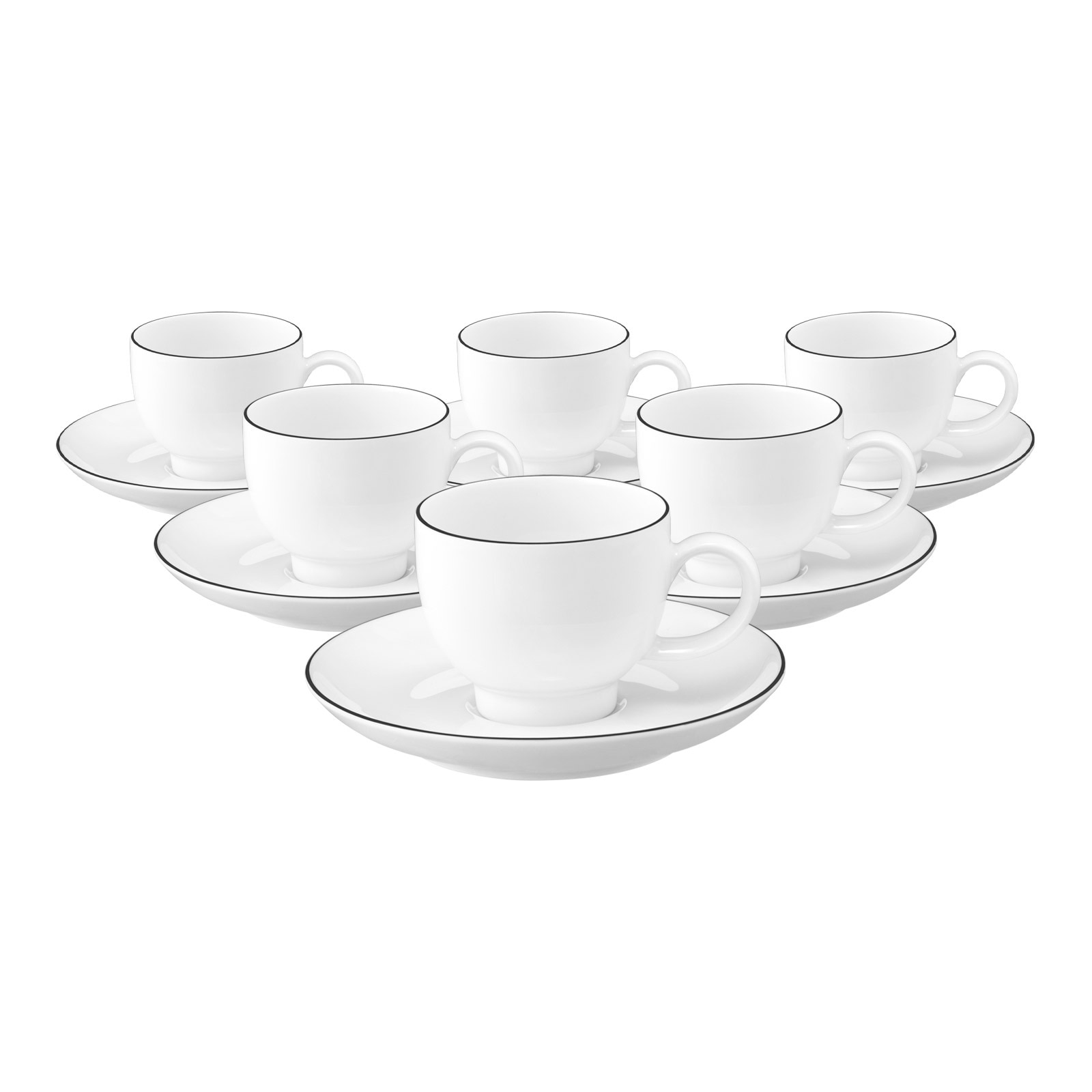 Seltmann Weiden Espressotassen mit Untertassen Lido Black Line 90 ml 6er Set 