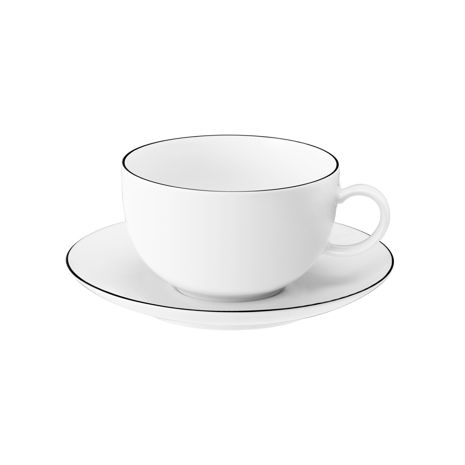 Milchkaffeetasse mit Untertasse Lido Black Line