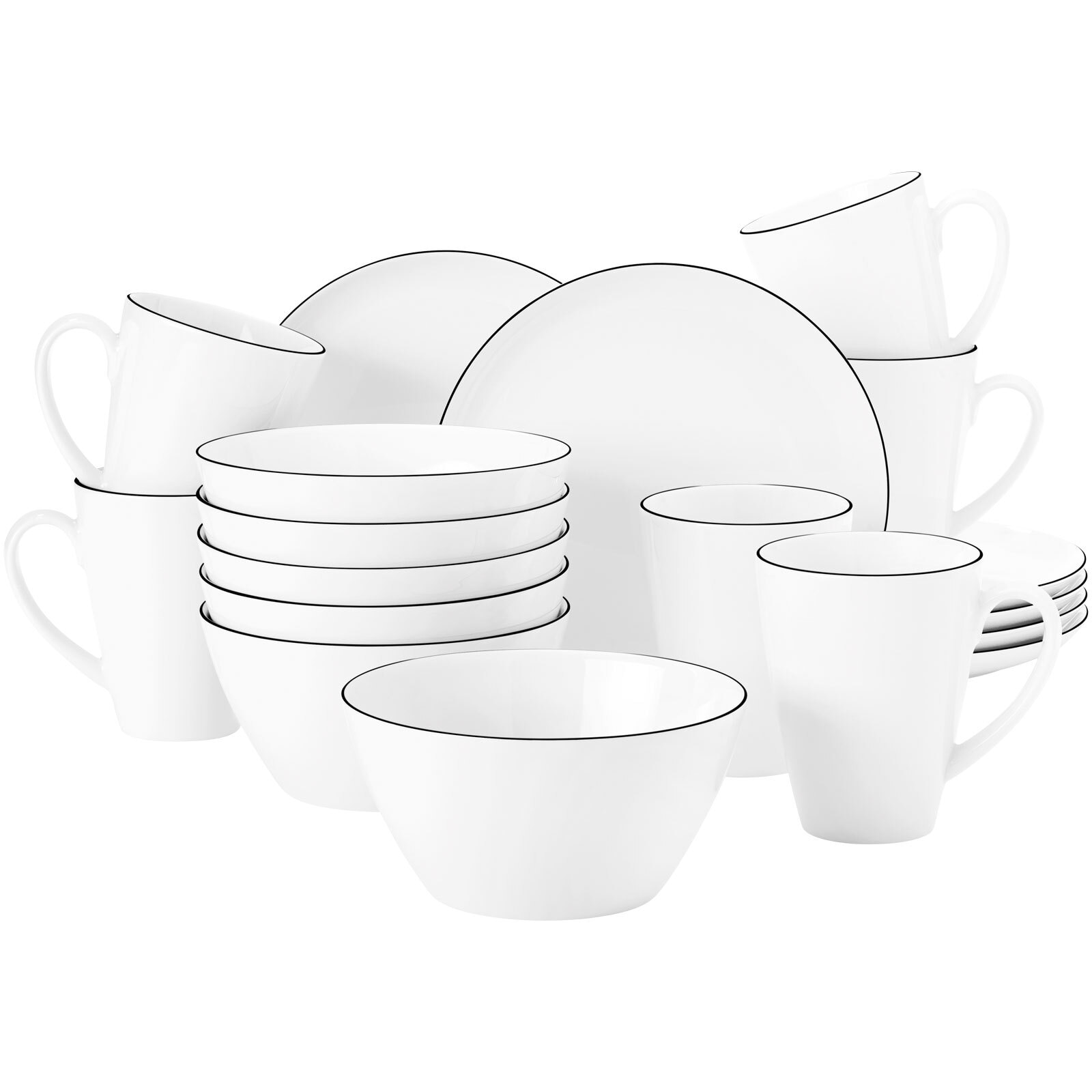 Seltmann Weiden Fr&uuml;hst&uuml;cks-Set Lido Black Line 18er Set 