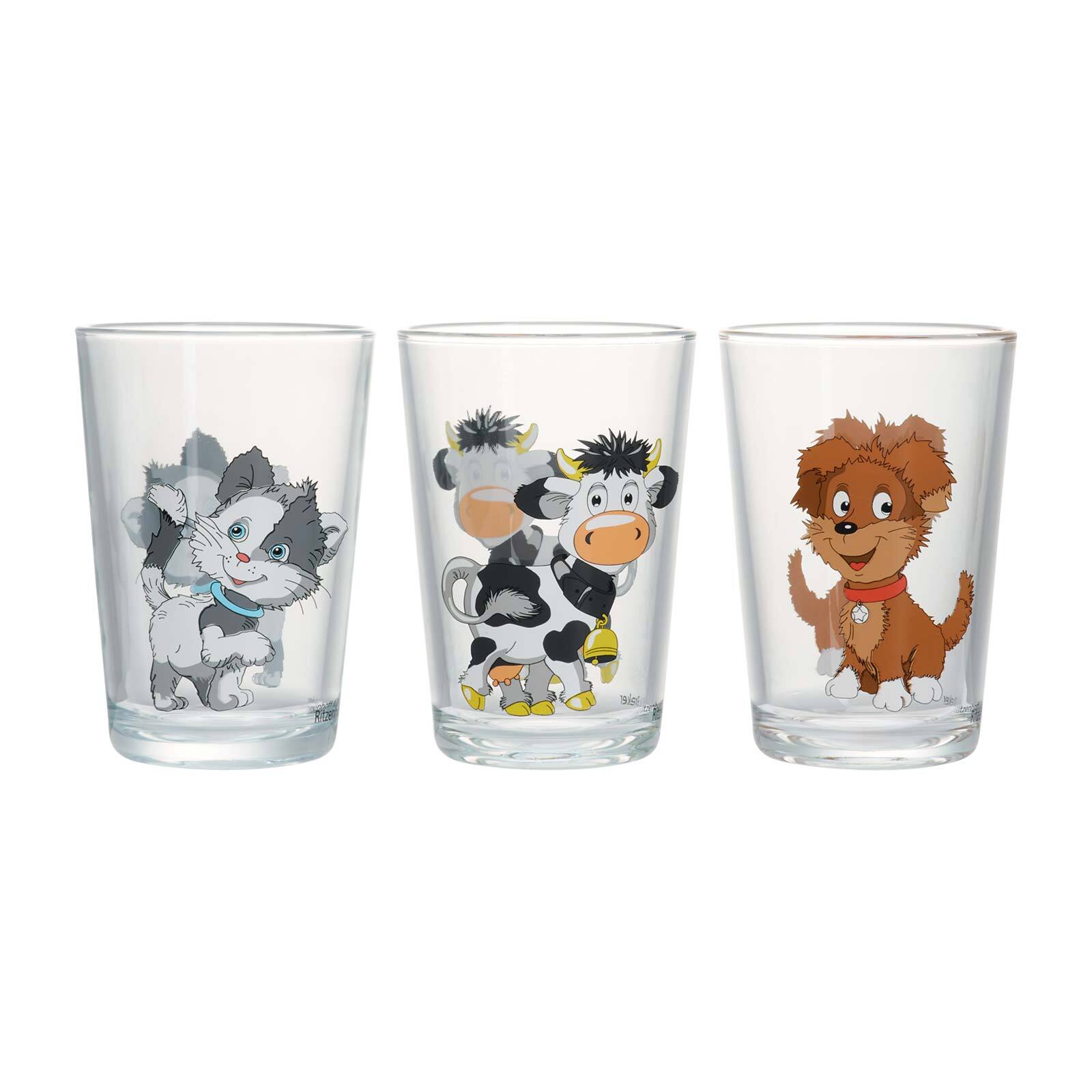 Ritzenhoff & Breker Kindergl&auml;ser Hoftiere 205 ml 3er Set 