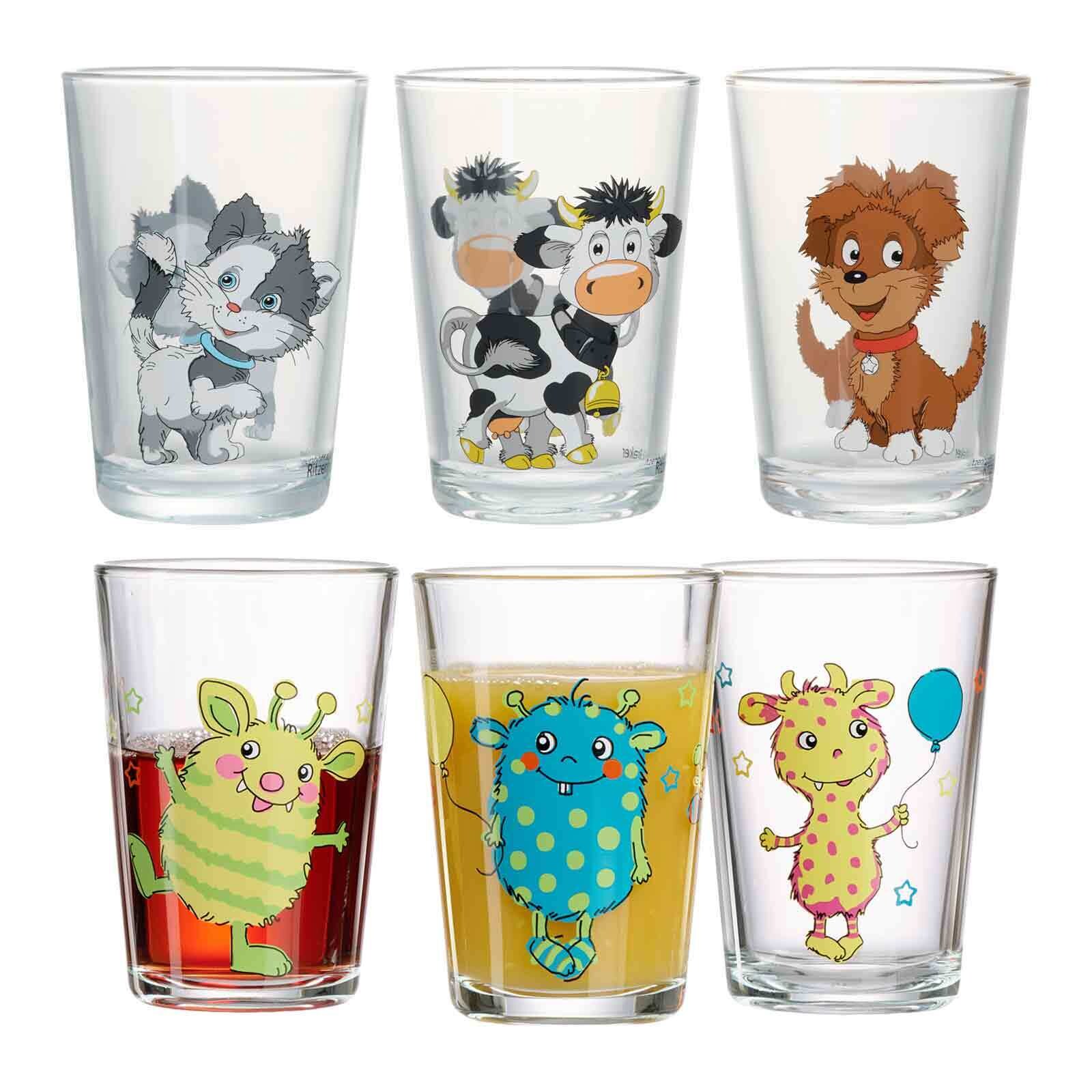 Kindergläser Hoftiere und Monsterchen  6er Set
