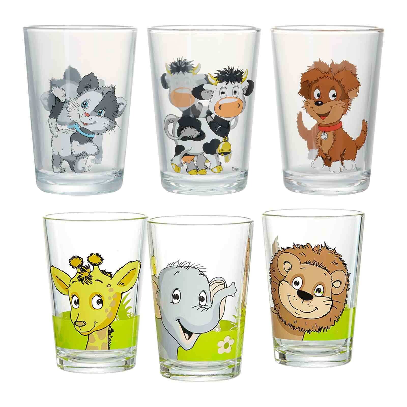 Kindergläser Hof- und Dschungeltiere  6er Set