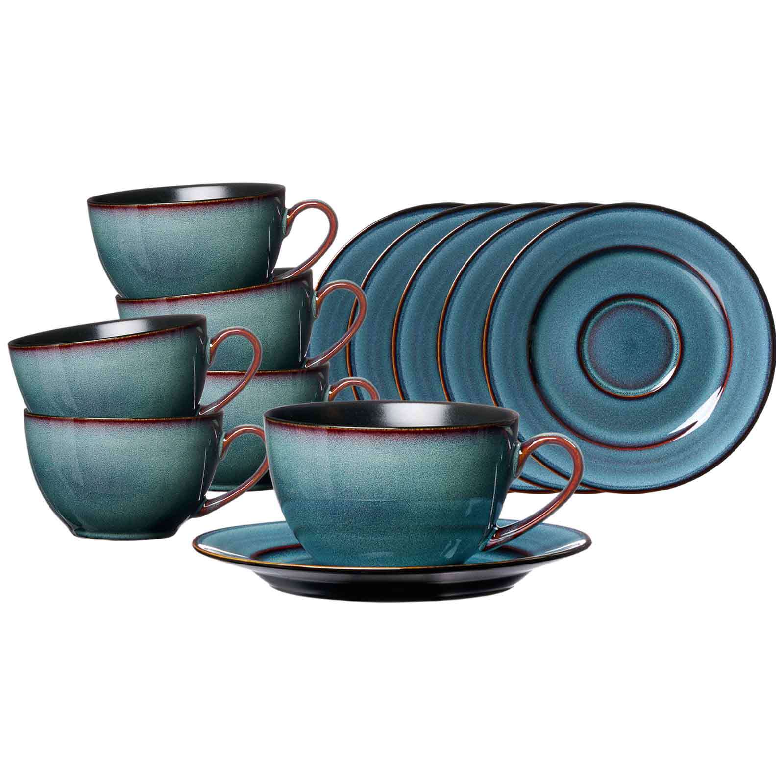 Ritzenhoff & Breker Kaffeetassen mit Untertassen Bali 220 ml 6er Set 