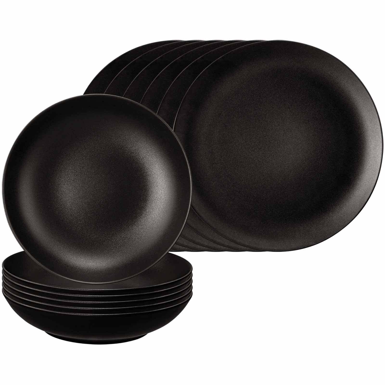 Seltmann Weiden Tafelservice Liberty Velvet Black 12er Set 