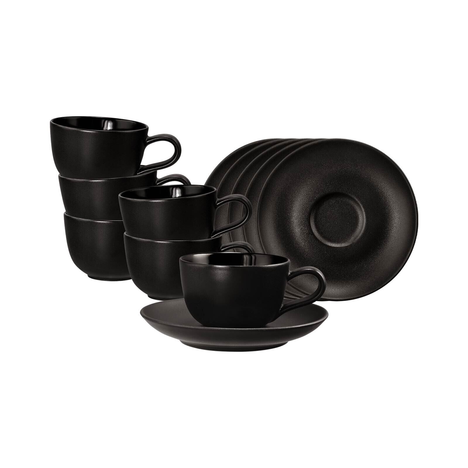 Espressotassen mit Untertassen Liberty Velvet Black  6er Set