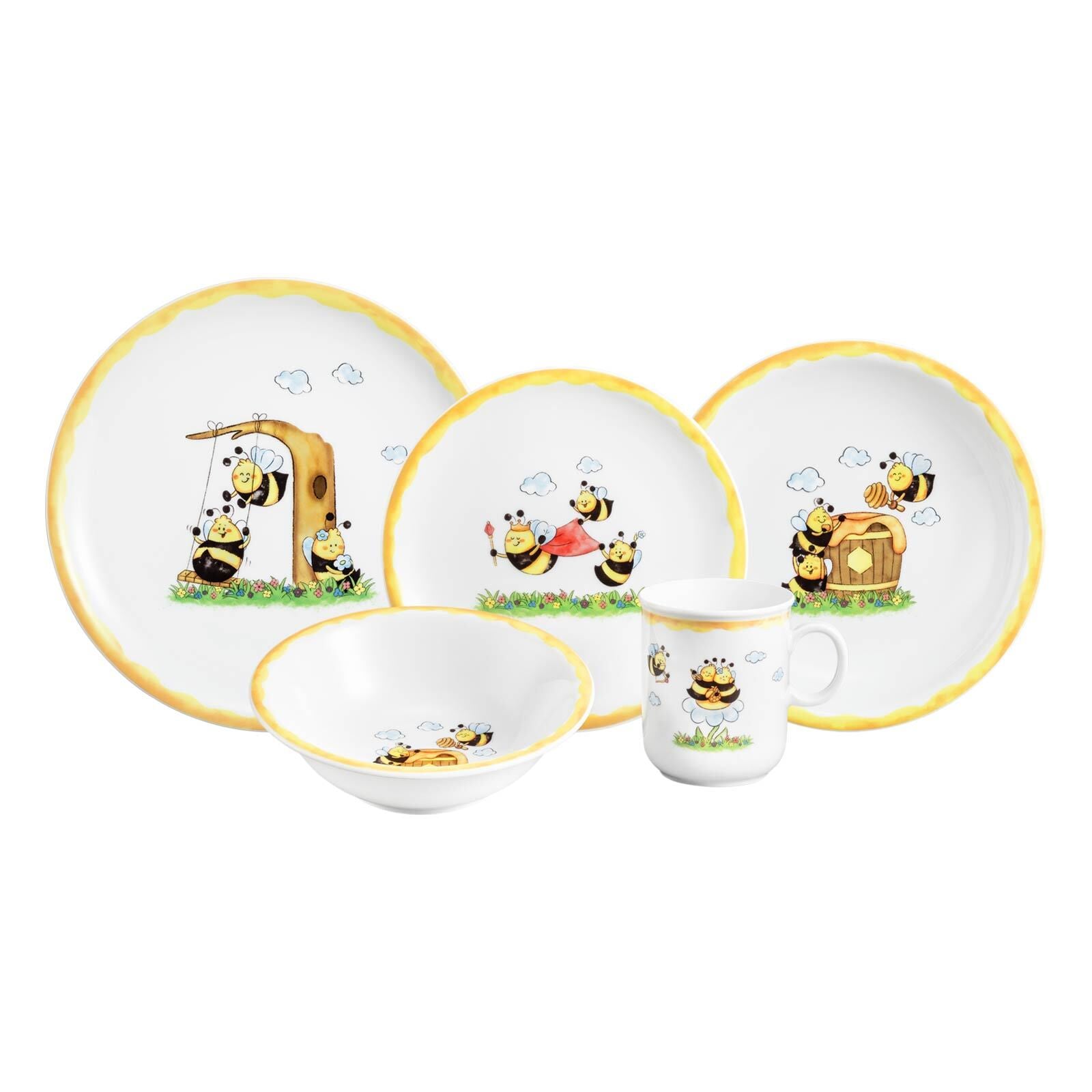 Seltmann Weiden Kindergeschirr Set Compact Flei&szlig;ige Bienen 5er Set 