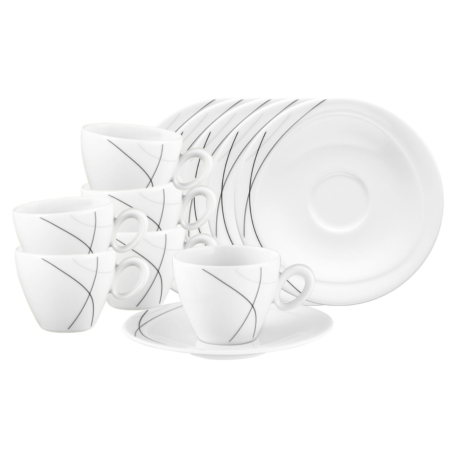 Espressotassen mit Untertassen Trio Highline  6er Set