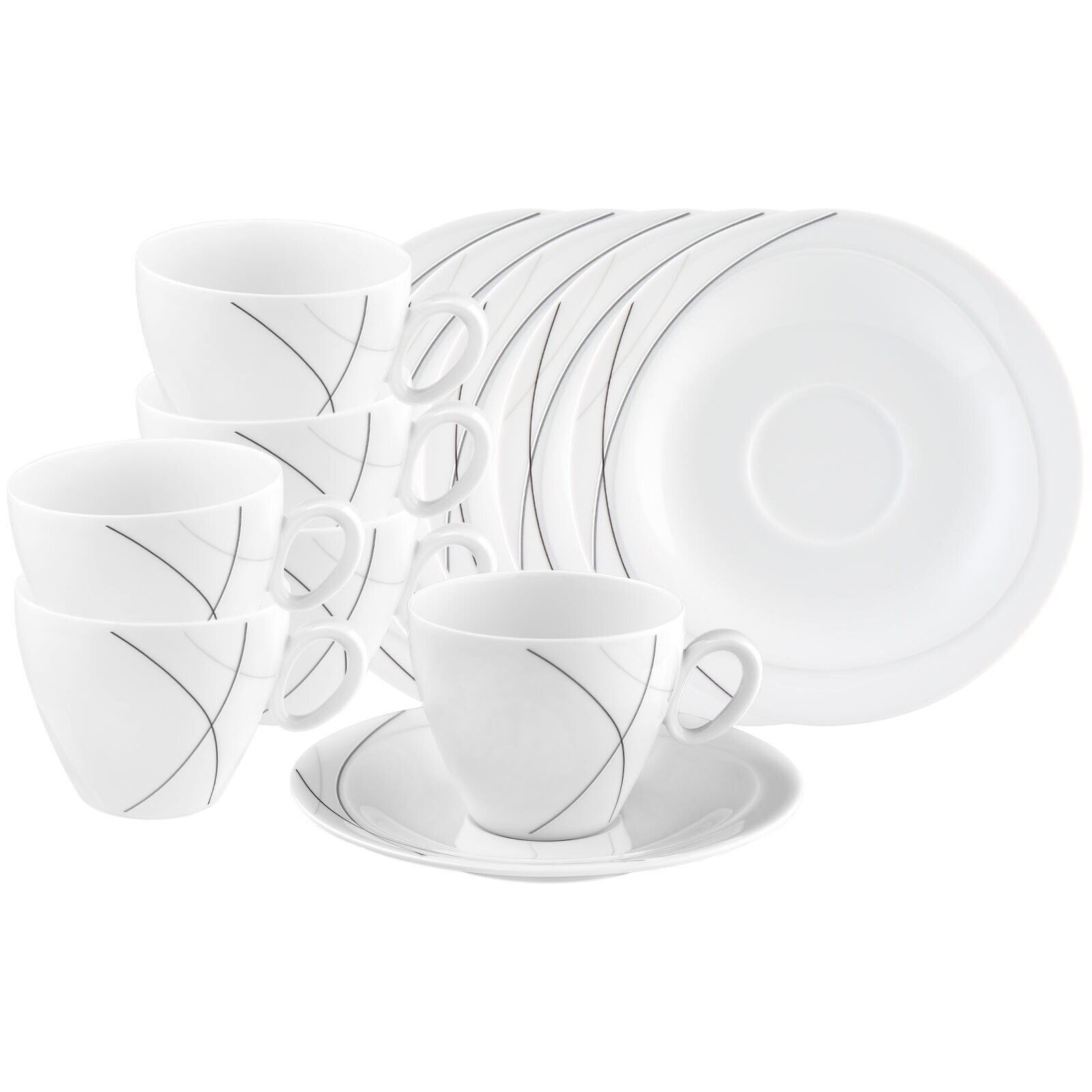 Seltmann Weiden Kaffeetassen mit Untertassen Trio Highline 230 ml 6er Set 