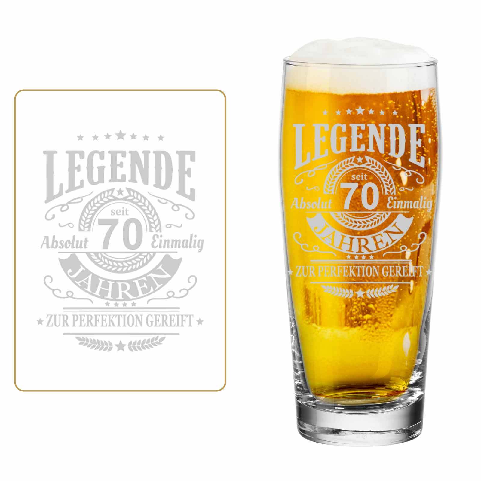 LUXENTU Willi Becher Bierglas mit Gravur Legende seit 70 Jahren 0,5 l 