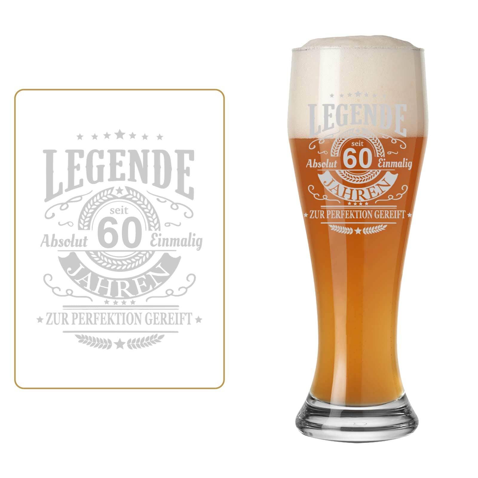 LUXENTU Weizenbierglas mit Gravur Legende seit 60 Jahren 0,5 l 