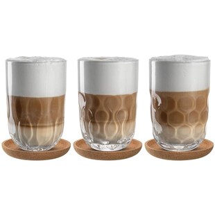 Leonardo Latte Macchiato-Set mit Untersetzer Gocce 390 ml 3er Set 