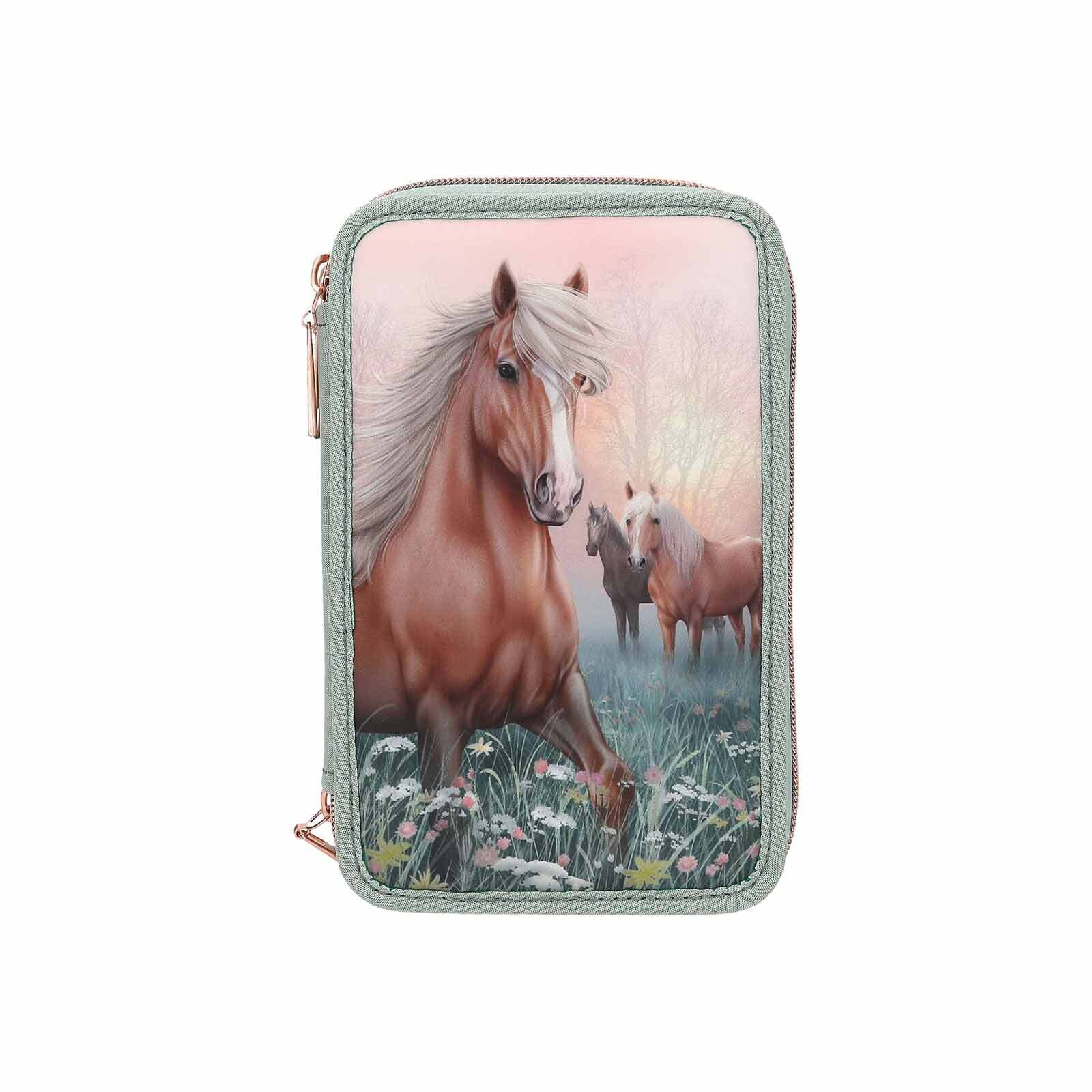 3-Fach Federtasche ROMANTIC FIELDS inkl. Stifte Miss Melody 7,5 x 13 x 20 cm