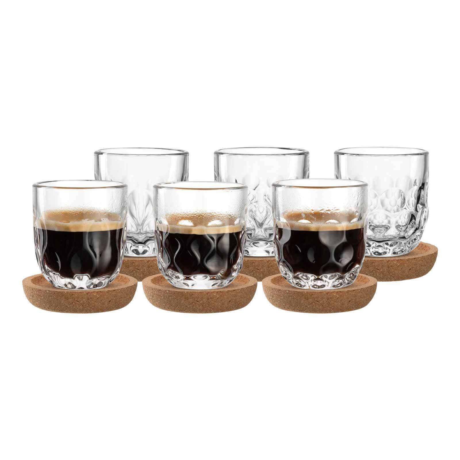 Leonardo Espressogl&auml;ser mit Untersetzer Gocce 60 ml 6er Set 