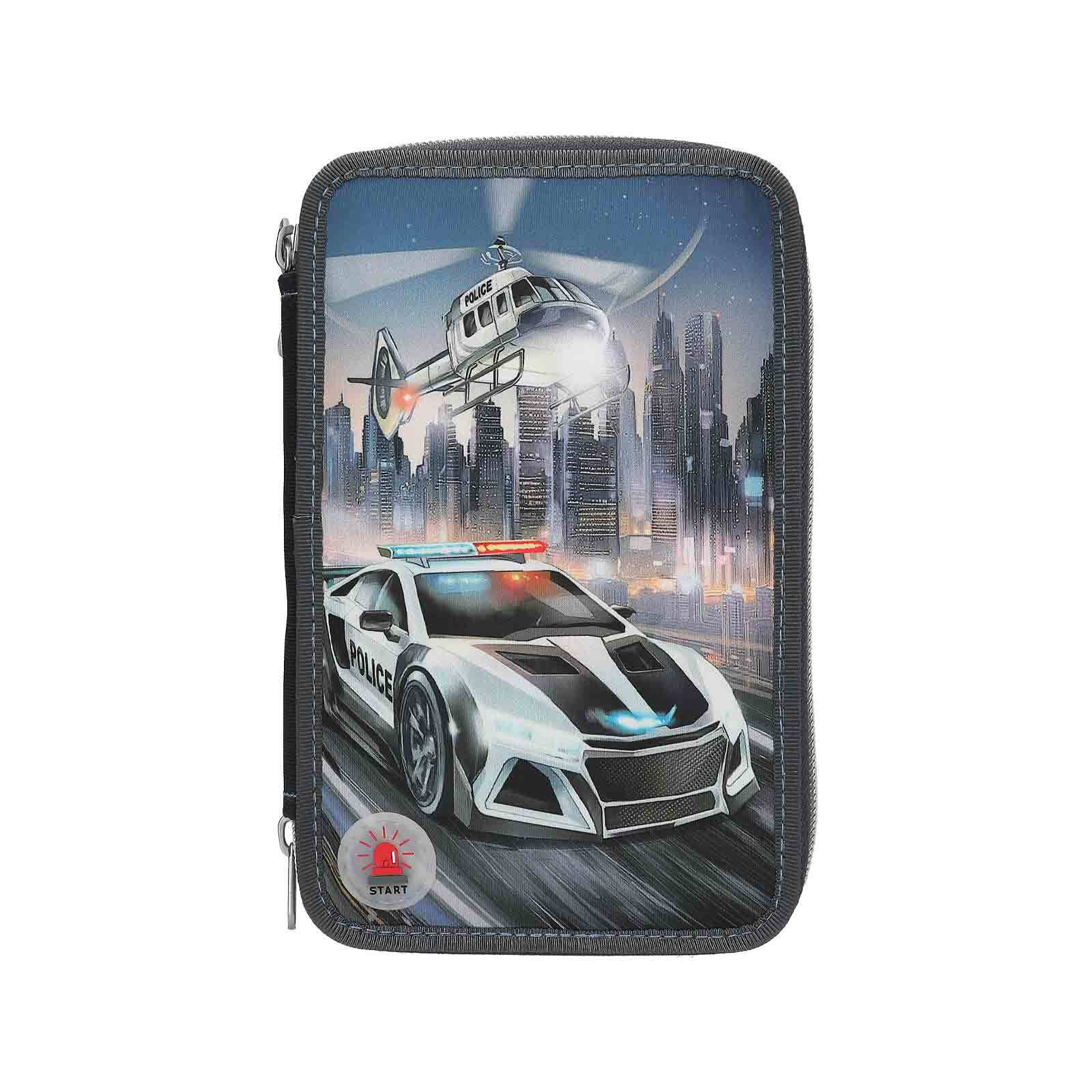 Depesche 3-Fach Federtasche LED Monster Cars 7,5 x 13 x 20 cm 