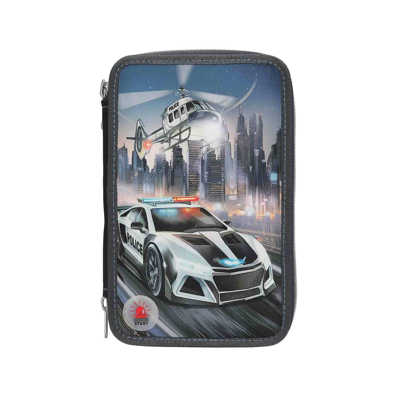 3-Fach Federtasche LED Monster Cars 7,5 x 13 x 20 cm