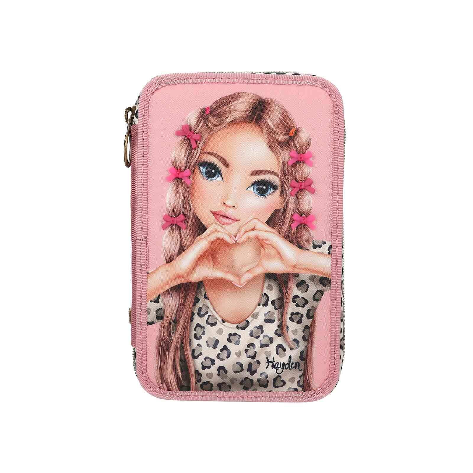 3-Fach Federtasche LEOHEART mit Schleifen TOPModel 7,5 x 13 x 20 cm