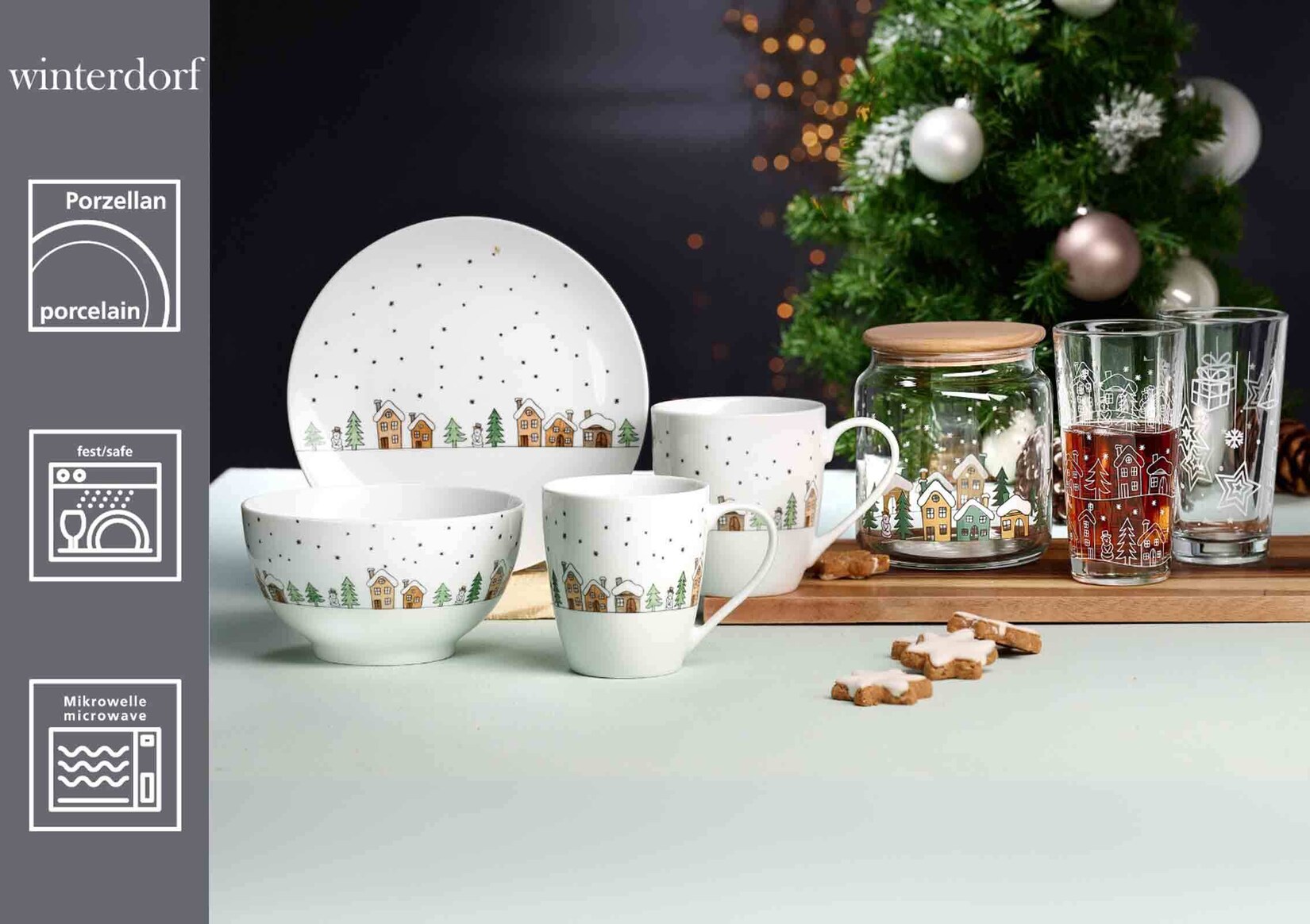 Jumbobecher Winterdorf  6er Set
