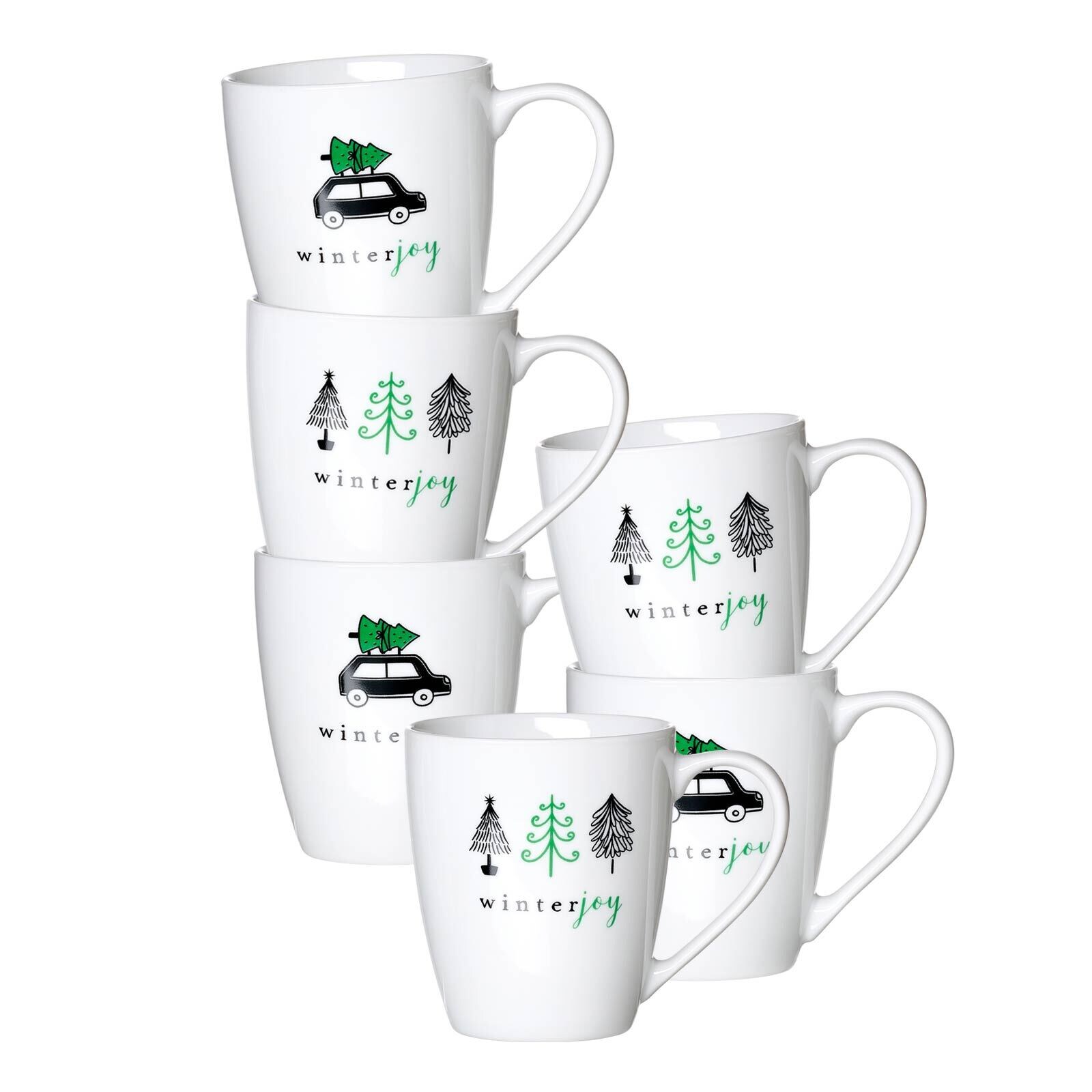 Henkelbecher Winter Joy Green  6er Set
